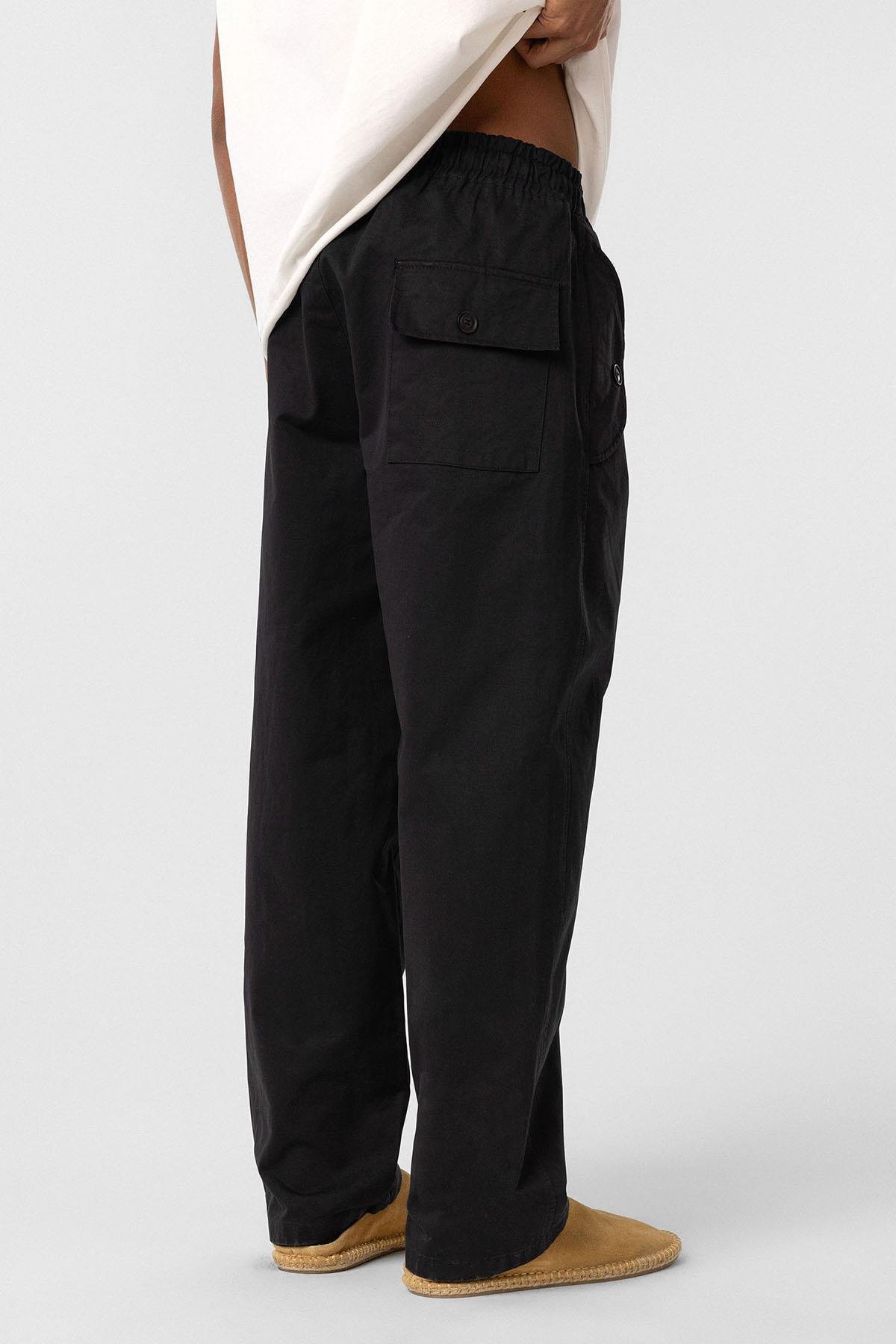 Bağcıklı Baggy Gabardin Pantolon Siyah