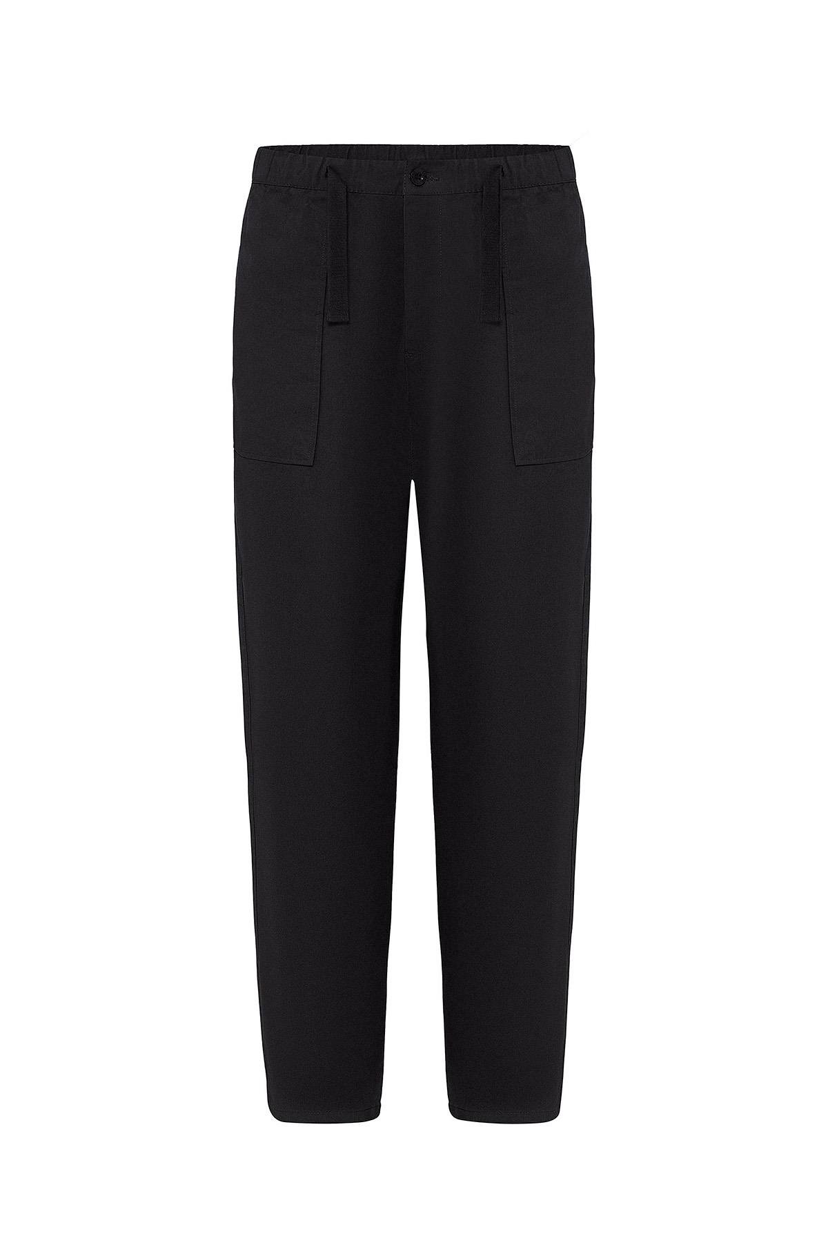 Baggy Fit Gabardin Pantolon Siyah