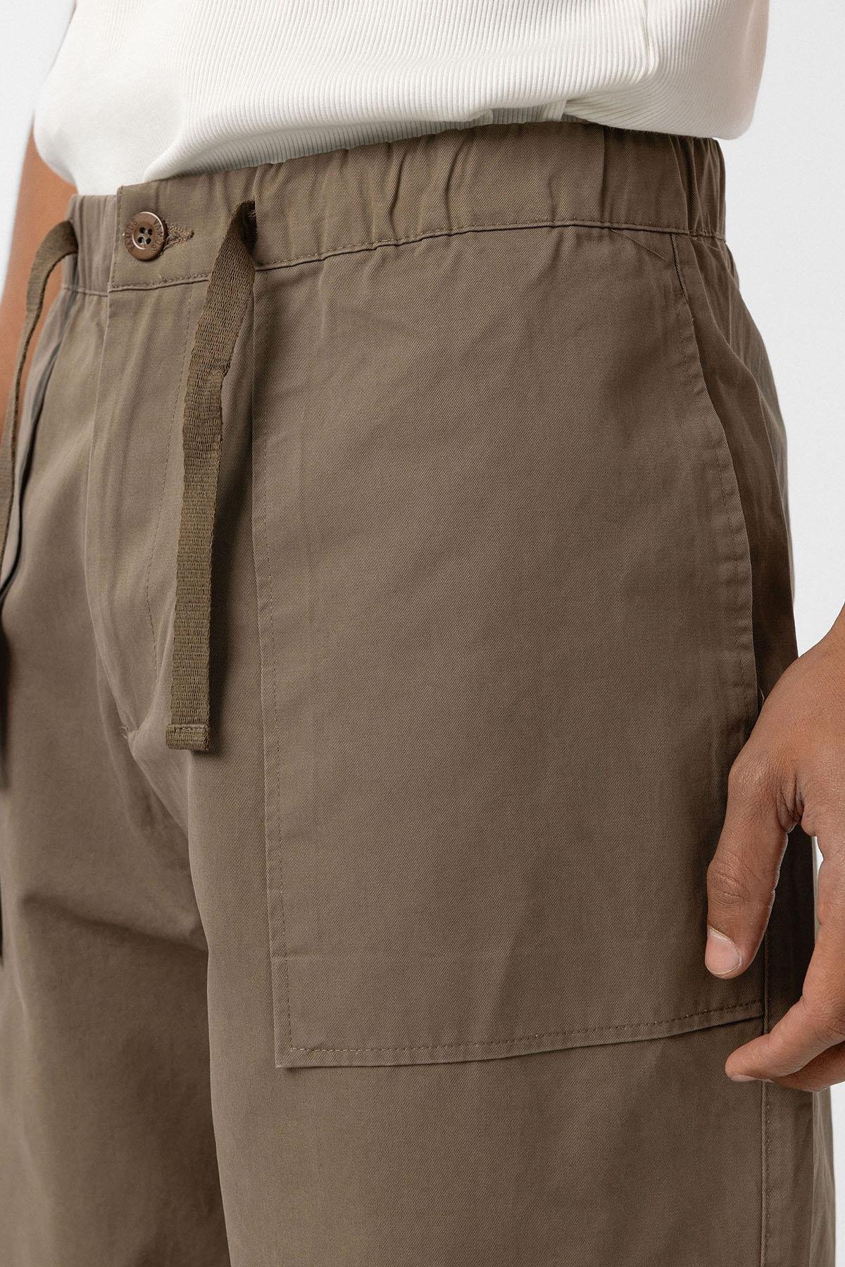 Baggy Fit Gabardin Pantolon Vizon