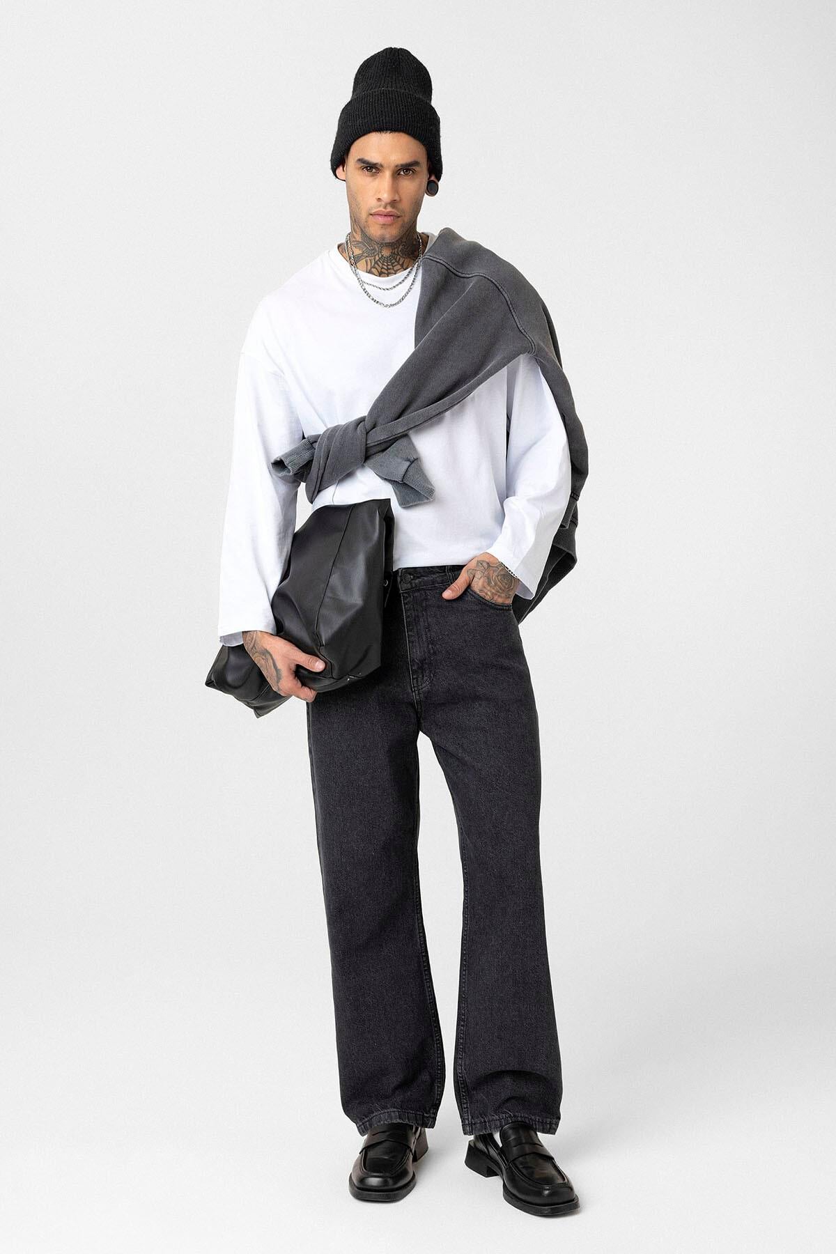 Baggy Fıt Jean Antrasit