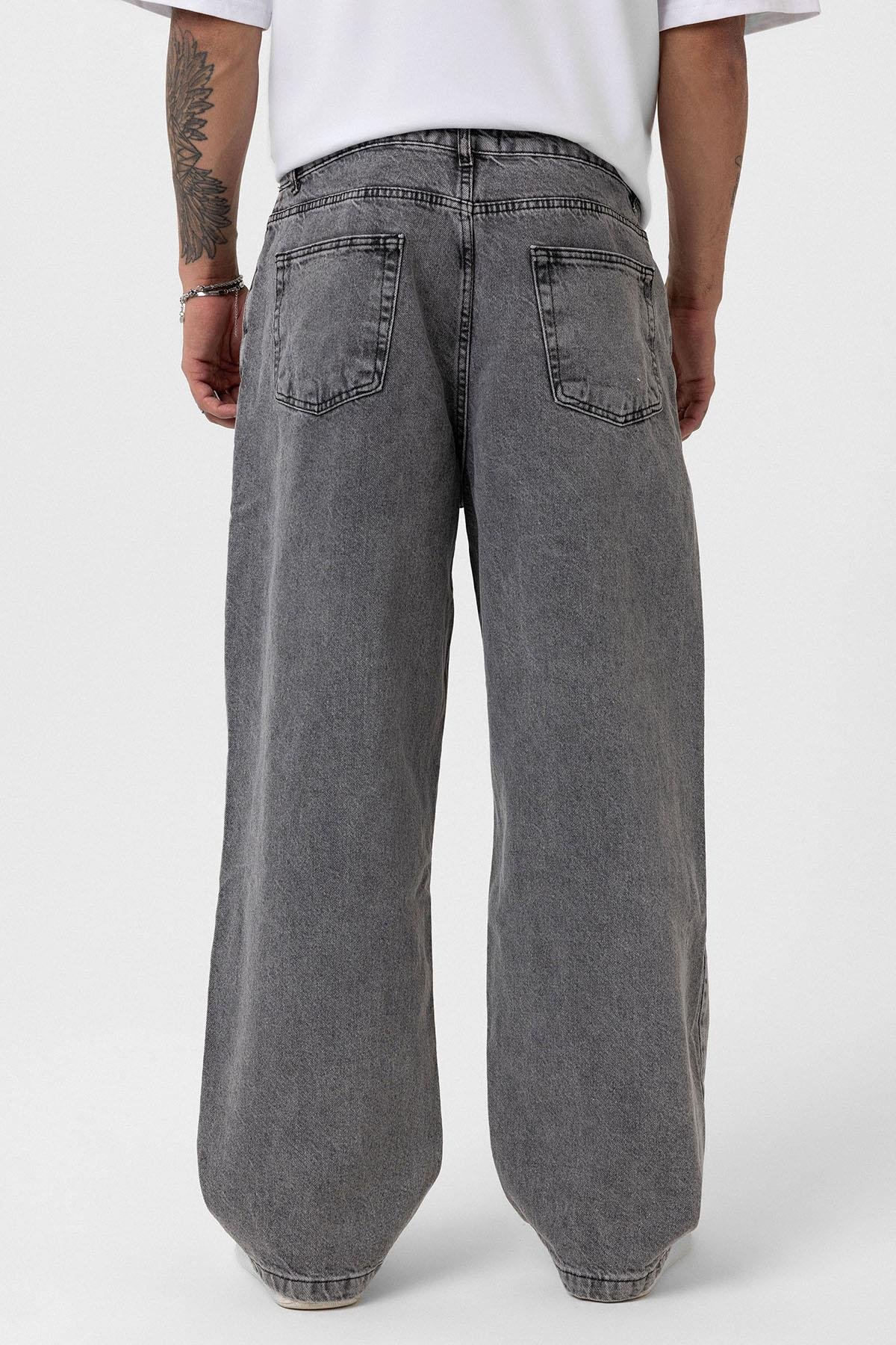 Baggy Fıt Jean Koyu Gri