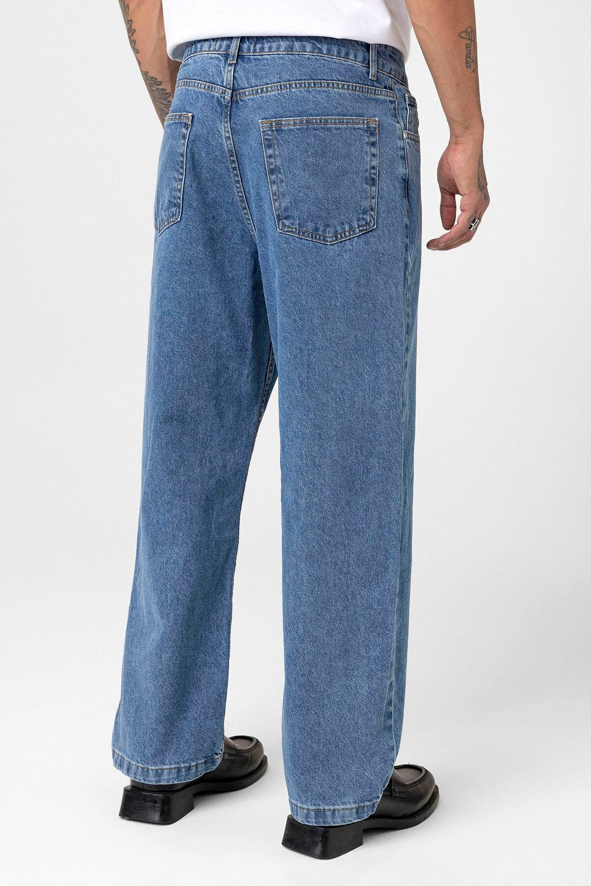 Baggy Fıt Jean Mavi Melanj