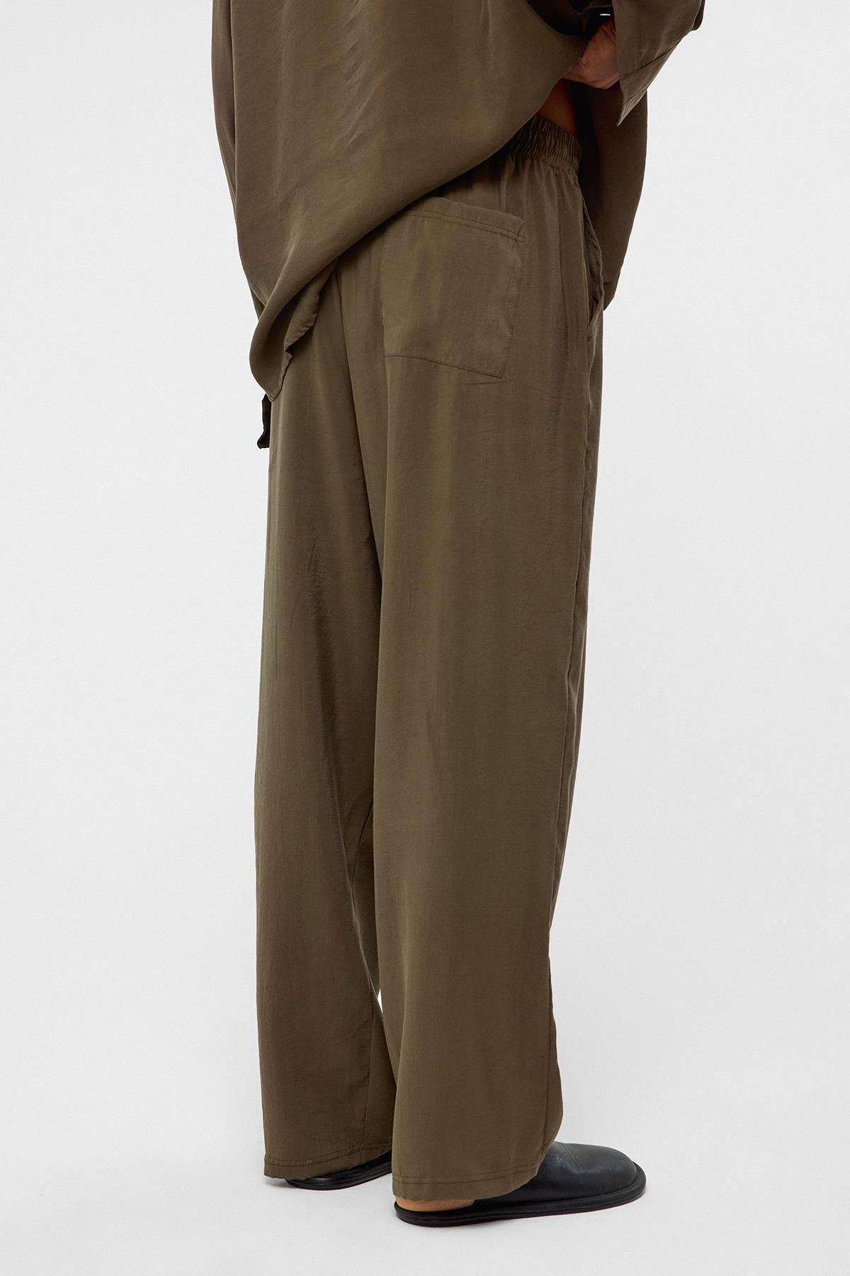 Baggy Fit Modal Kumaş Pantolon Haki