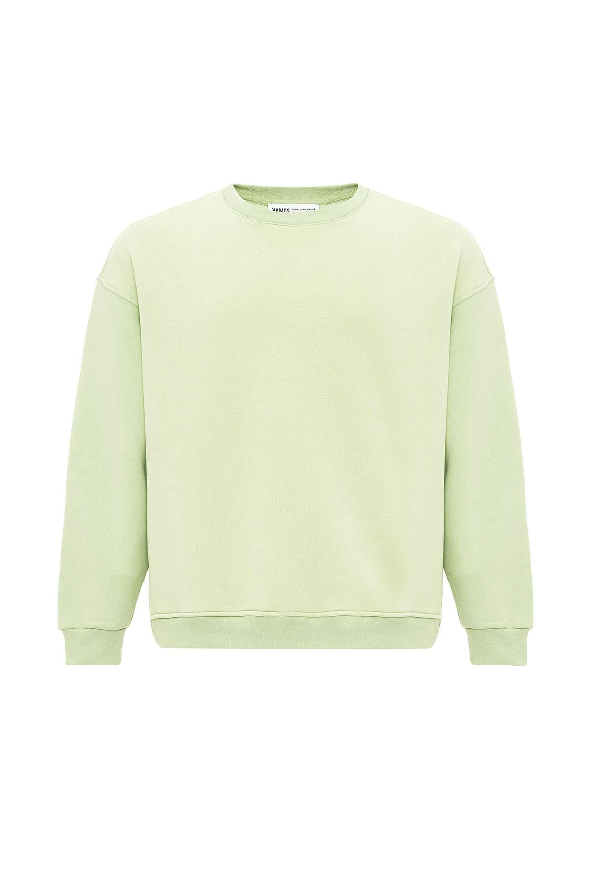 Basıc Oversize Bisiklet Yaka Sweatshirt Mint
