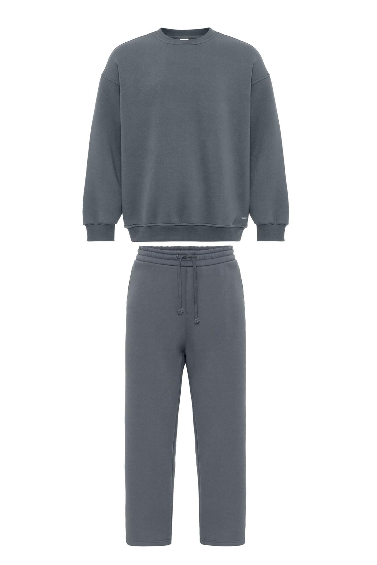 Basıc Oversize Eşofman Takım Füme