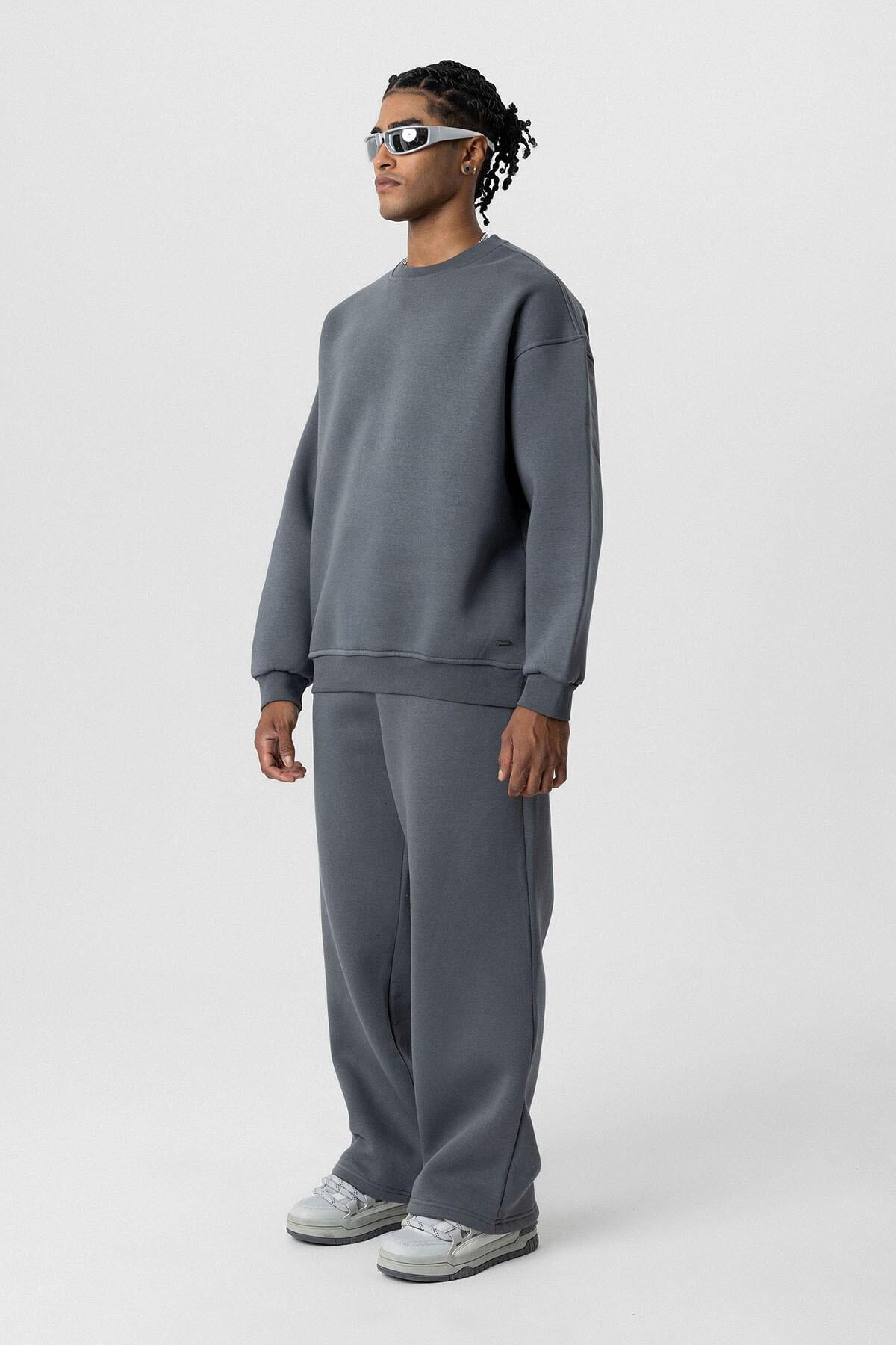 Basıc Oversize Eşofman Takım Füme