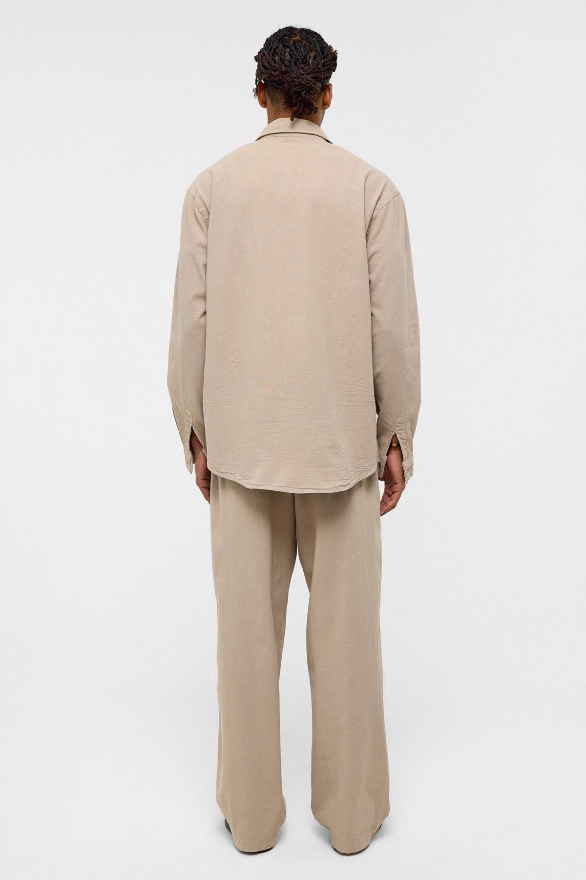 Basic Oversize Keten Takım Bej