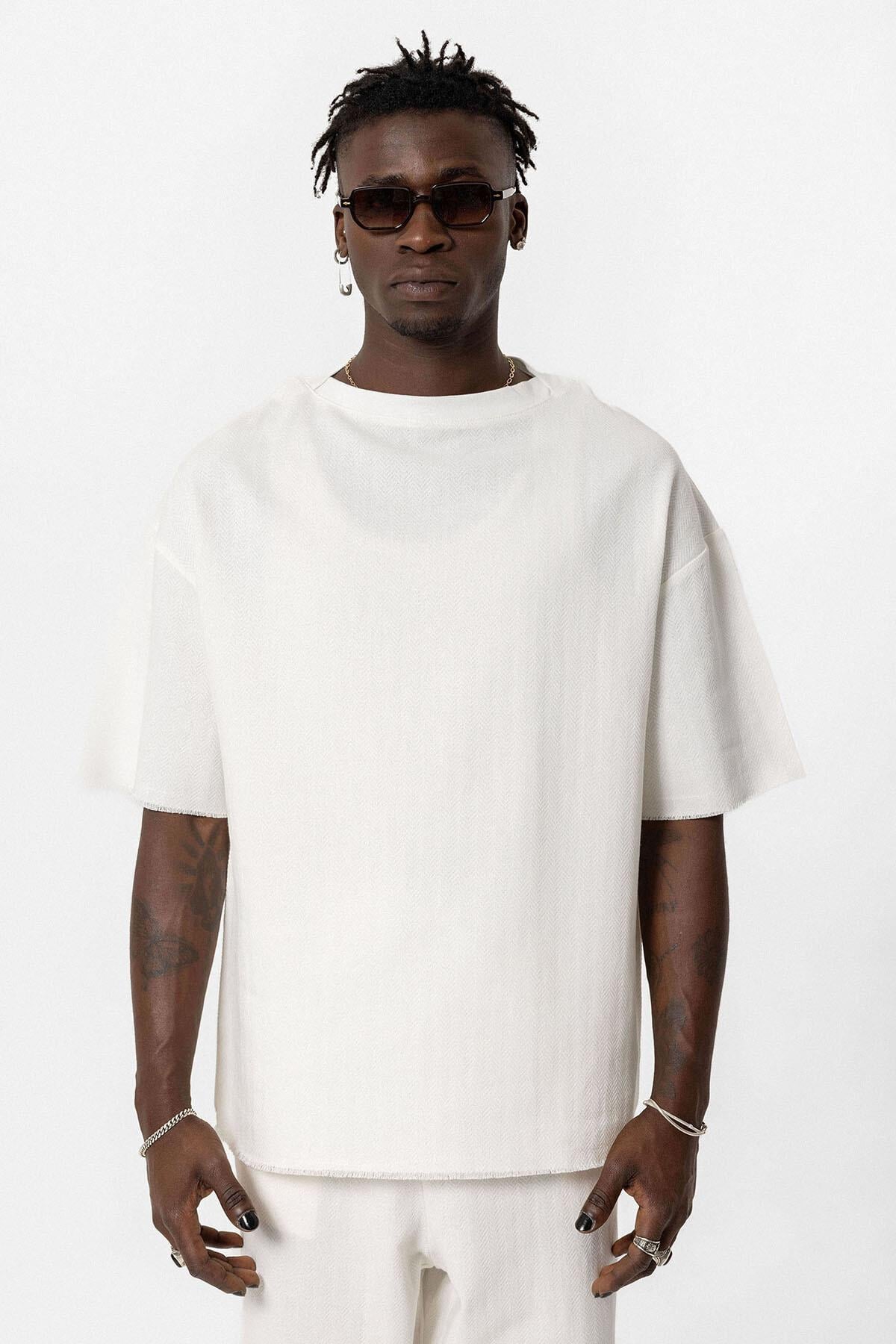 Basıc Oversize Keten Takım Ekru