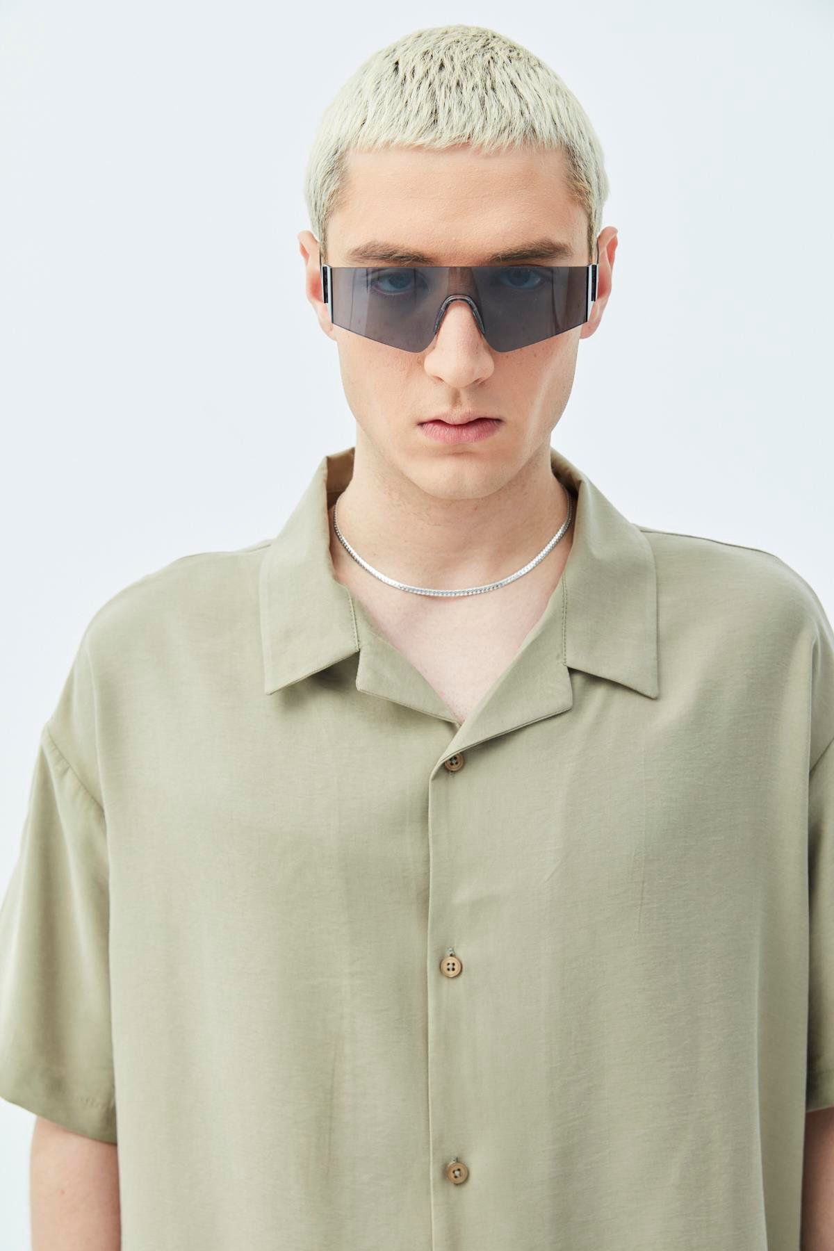 Basıc Oversize Keten Takım Haki