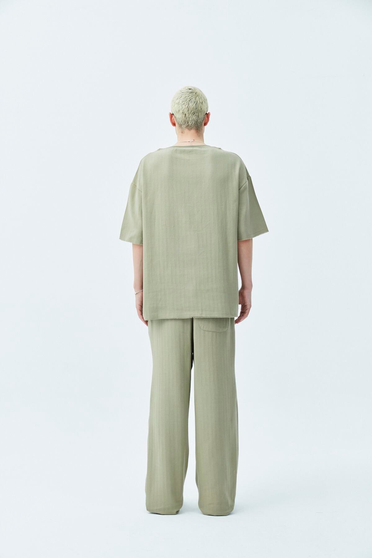 Basıc Oversize Keten Takım Haki