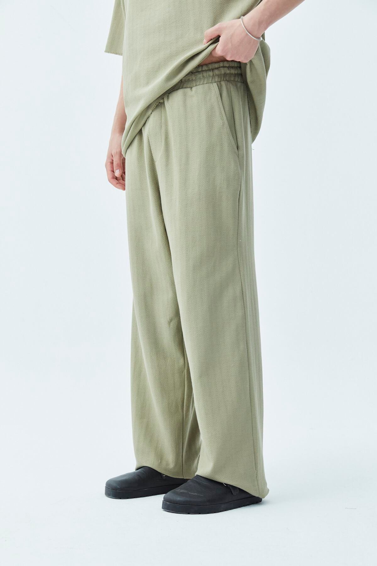 Basıc Oversize Keten Takım Haki