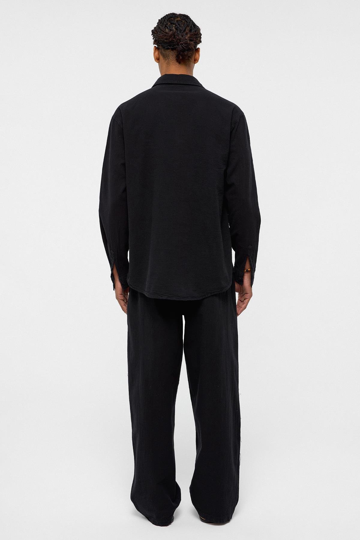 Basic Oversize Keten Takım Siyah