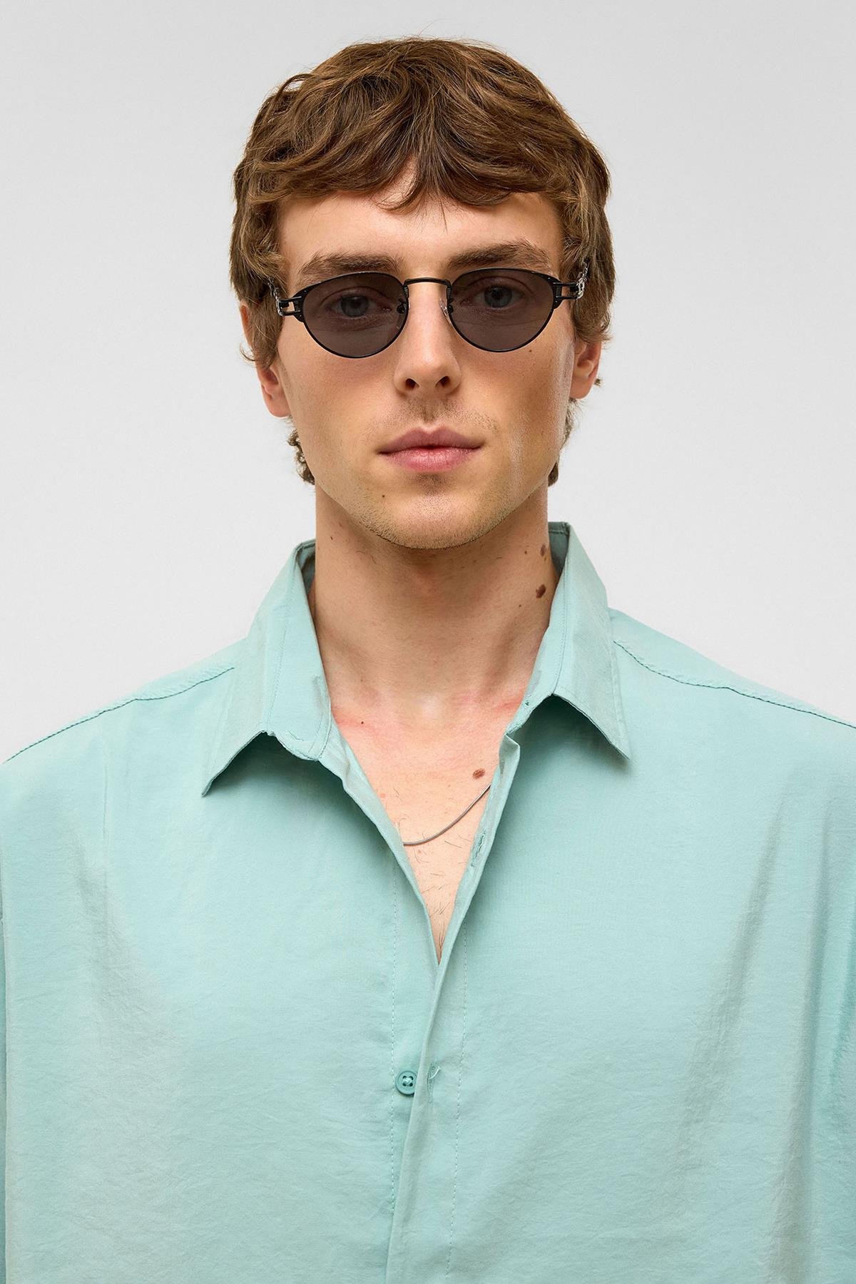 Basic Oversize Kısa Kollu Modal  Gömlek Turkuaz