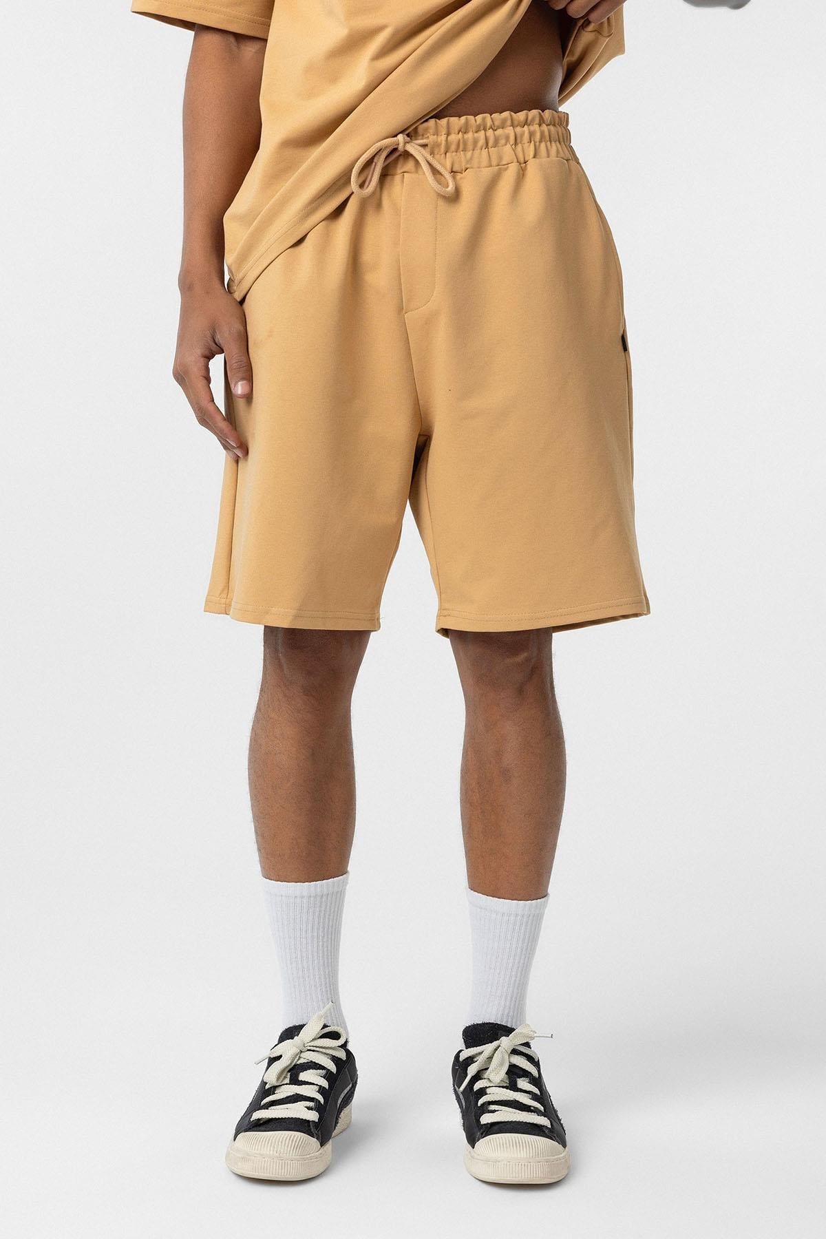 Basic Oversize Şort Takım Hardal