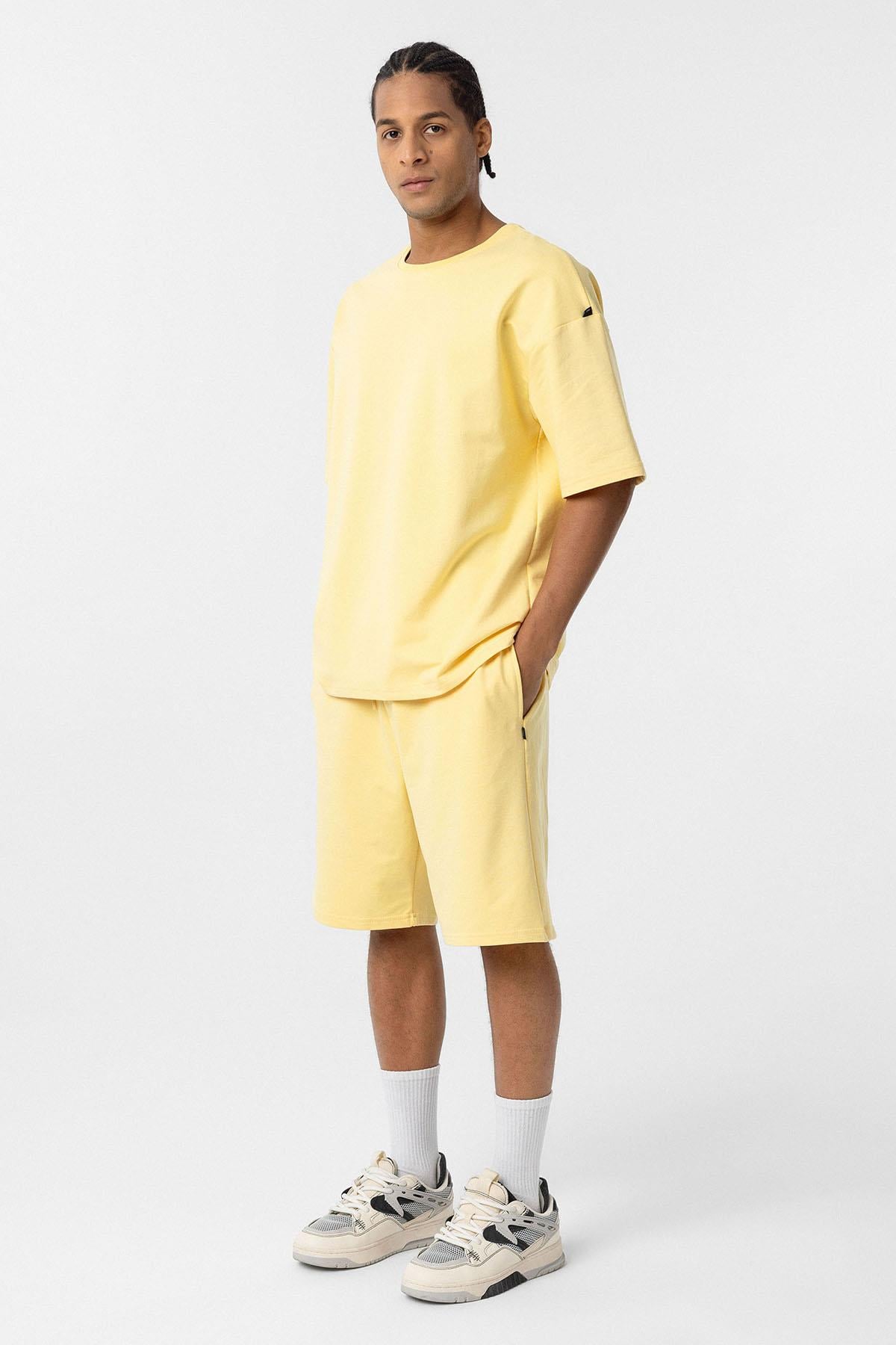 Basic Oversize Şort Takım Sarı