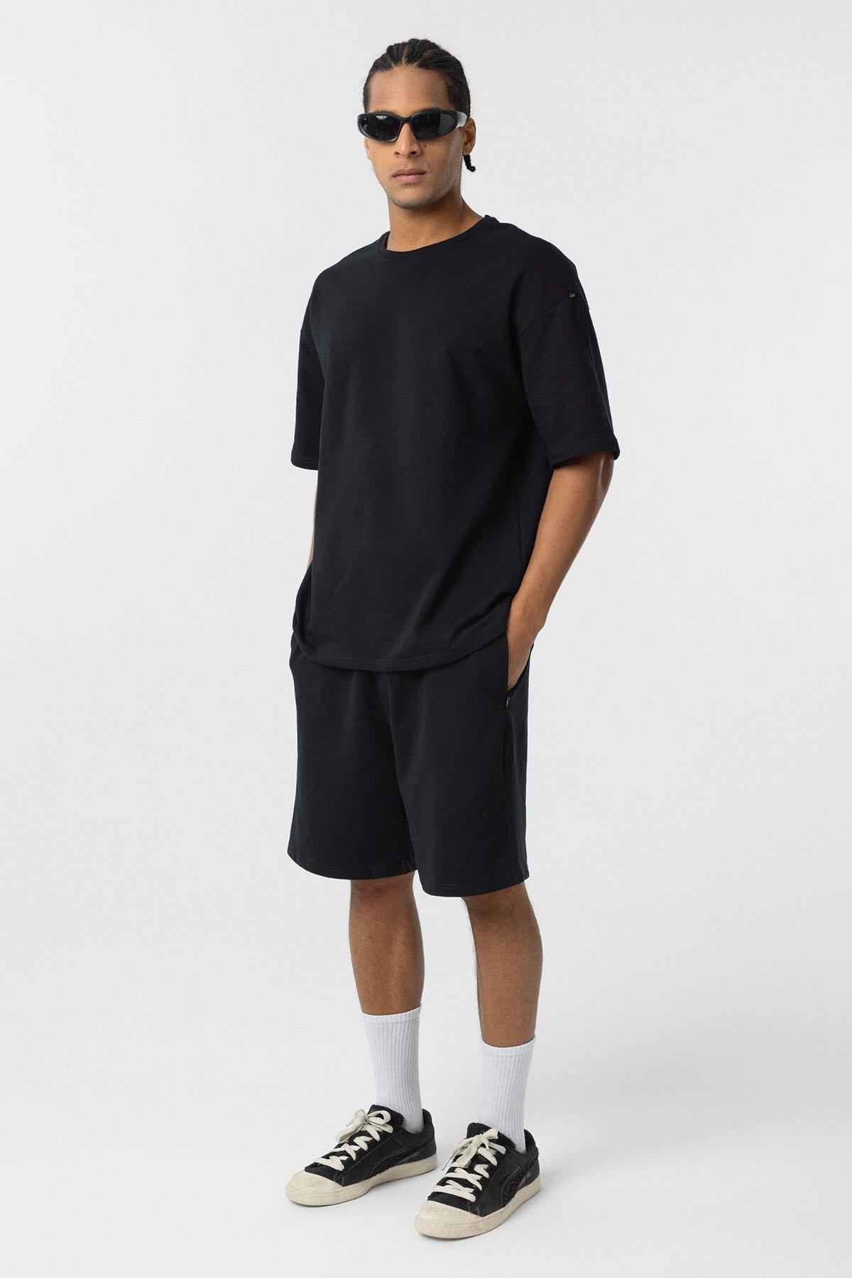 Basic Oversize Şort Takım Siyah