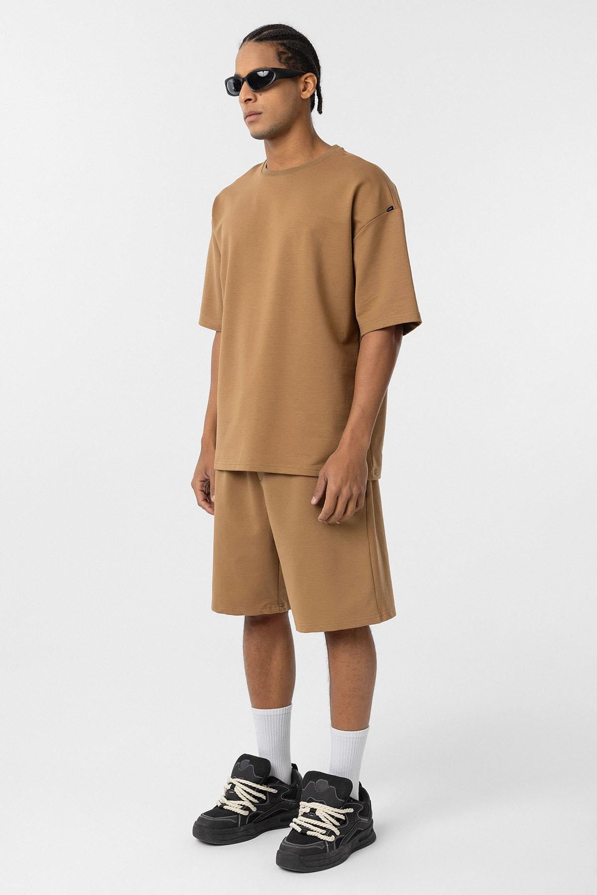 Basic Oversize Şort Takım Taba