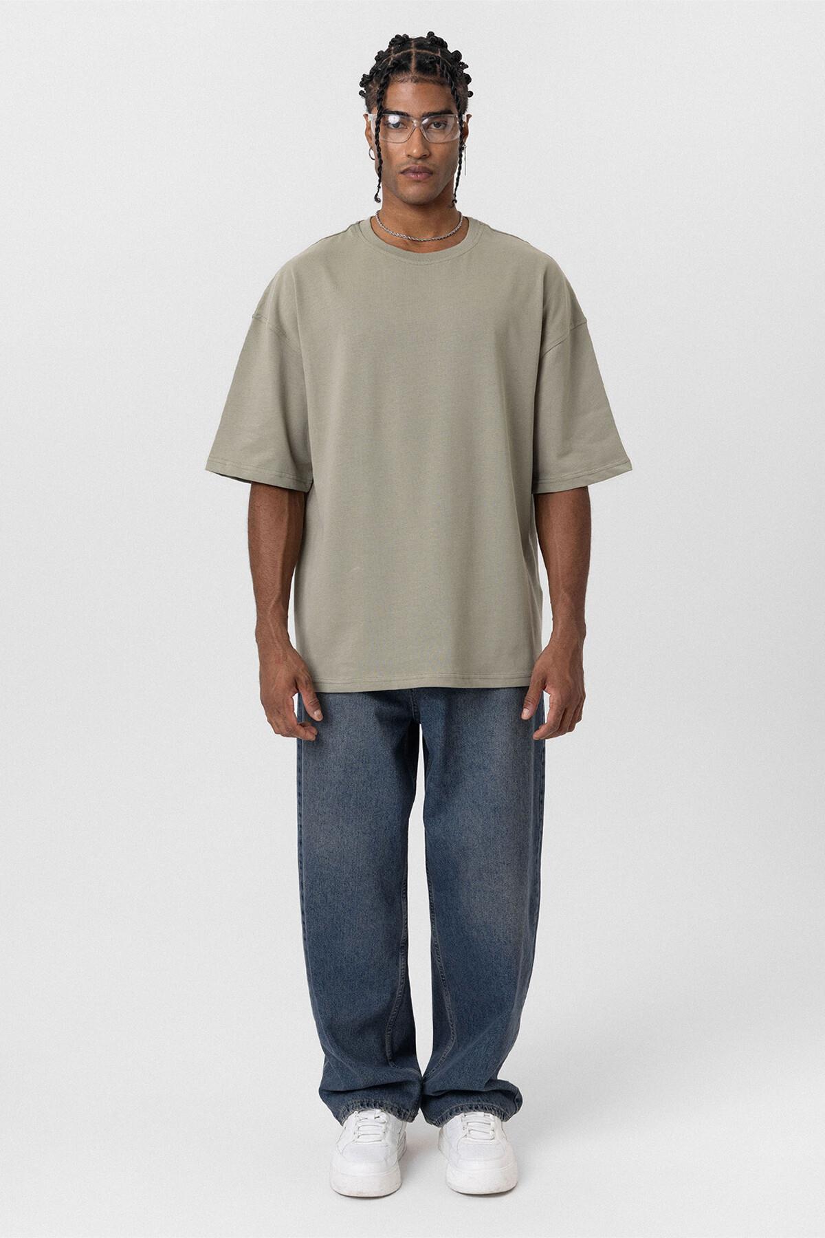 Basıc Oversize Tişört Haki