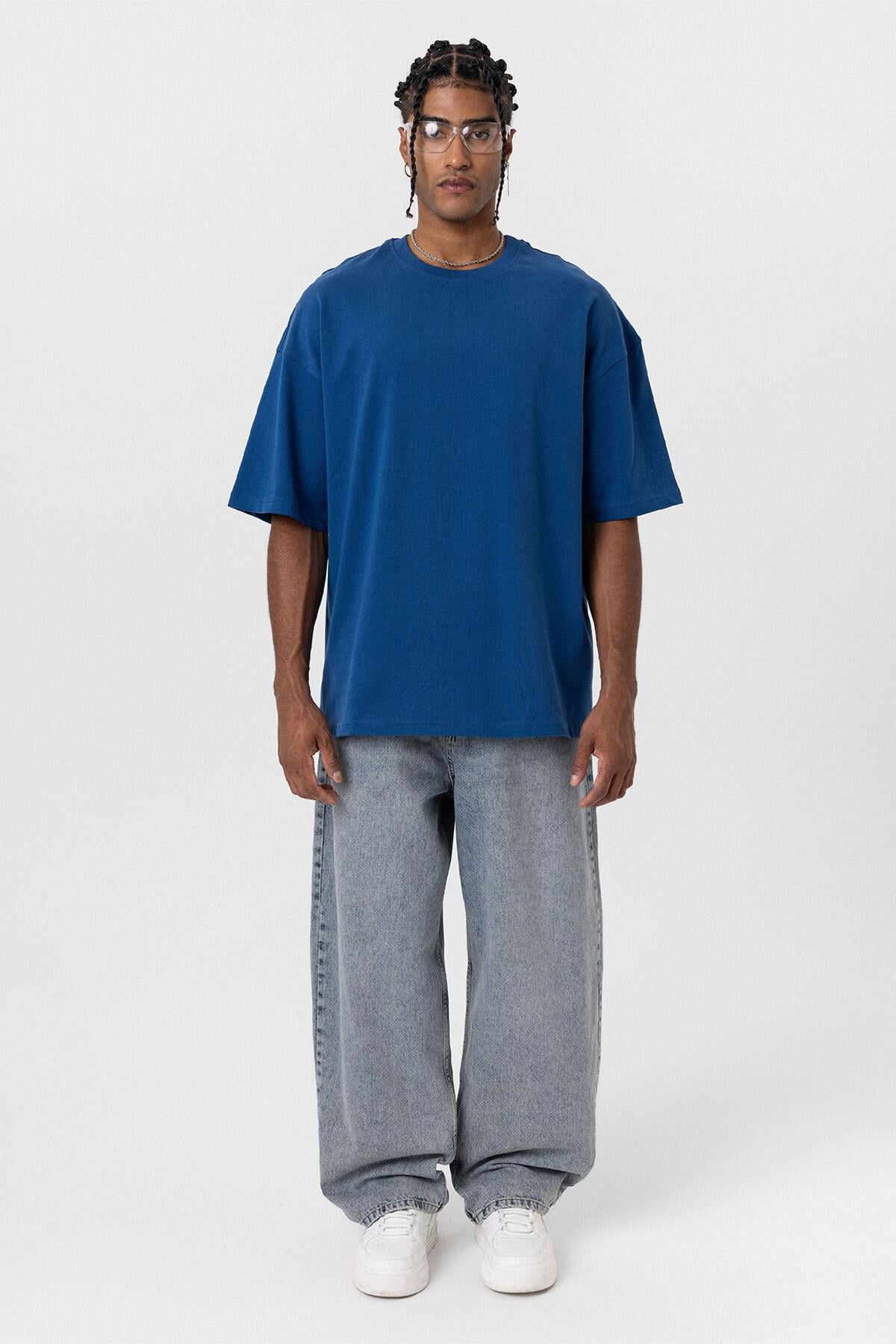 Basıc Oversize Tişört İndigo