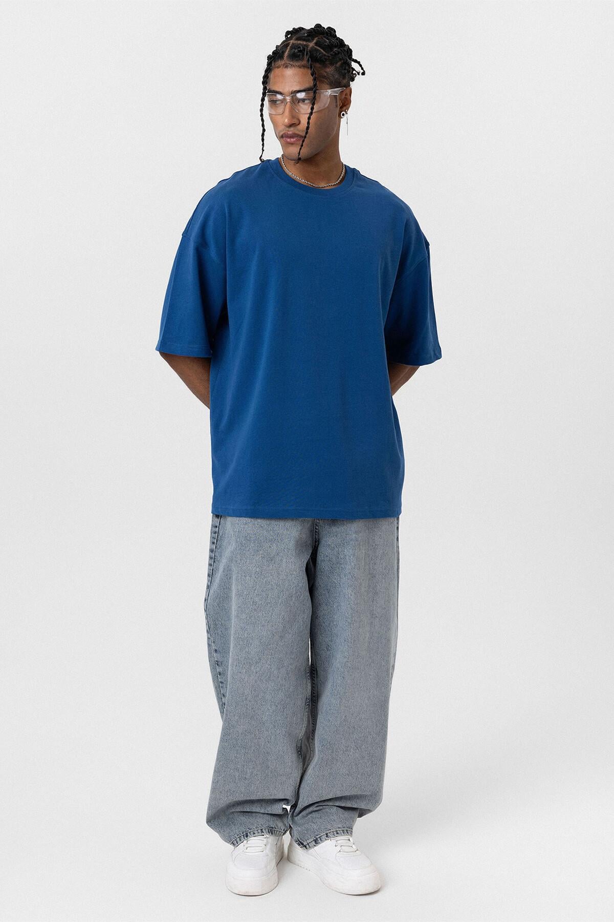 Basıc Oversize Tişört İndigo