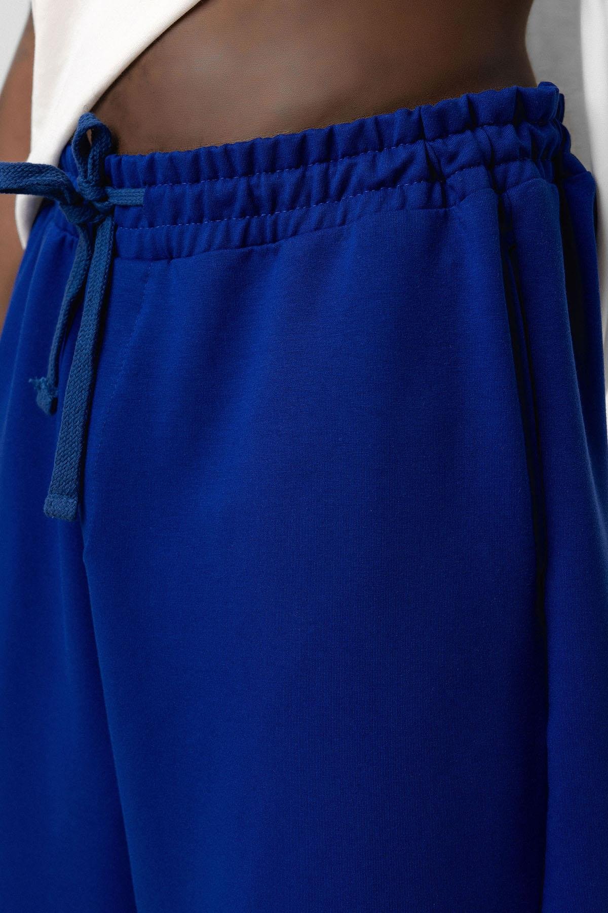 Basıc Paça Lastikli Oversize Eşofman Alt Saks