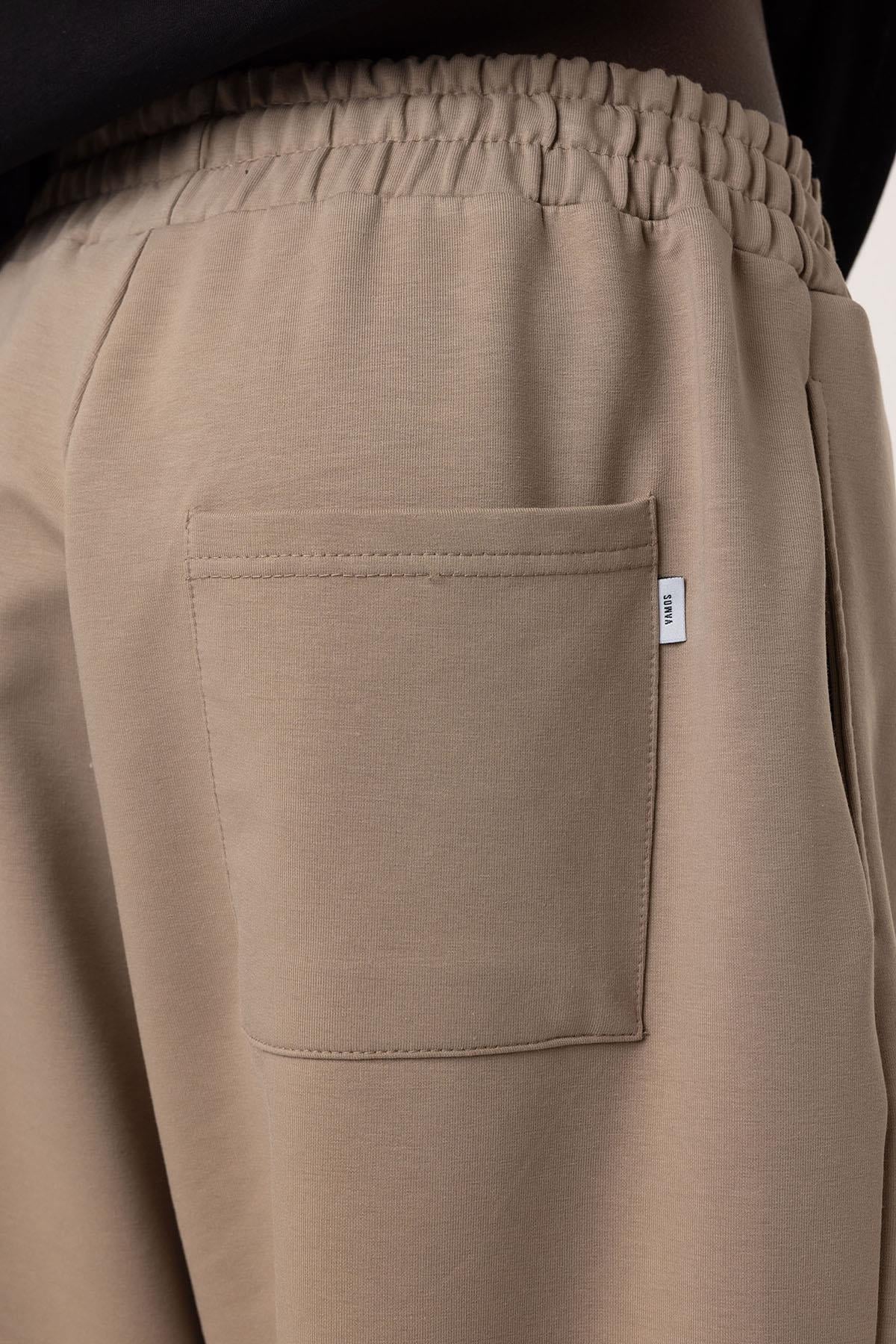 Basıc Paça Lastikli Oversize Eşofman Alt Vizon