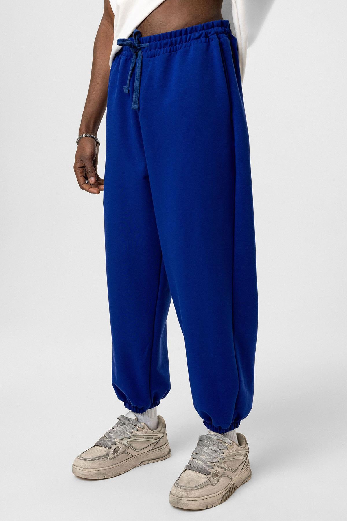 Basıc Paça Lastikli Oversize Eşofman Alt Saks