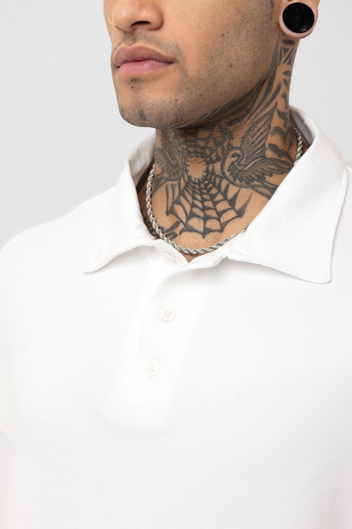 Basic Polo Yaka Oversize Tişört Ekru