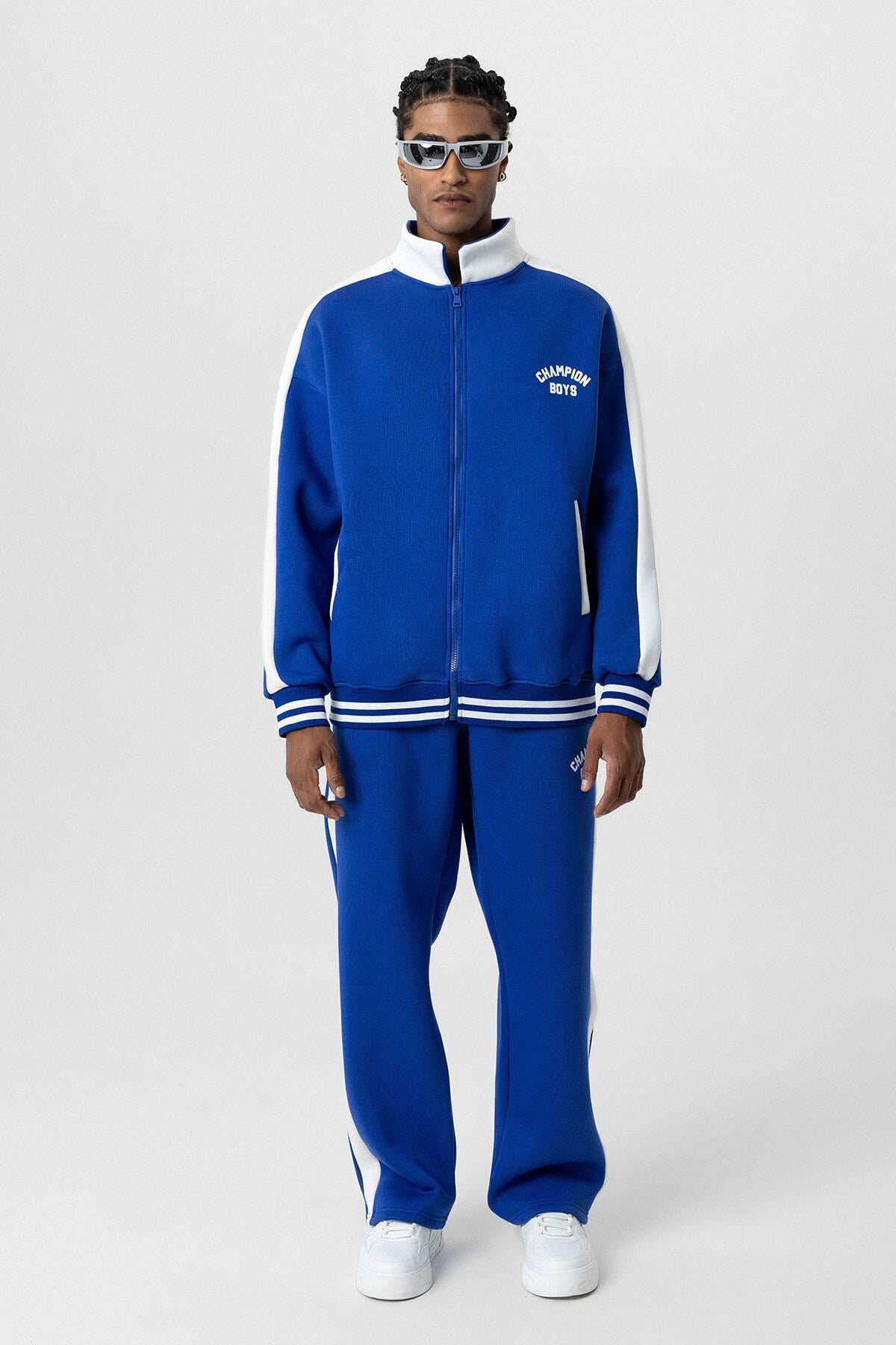 Baskılı Oversize Eşofman Takım Saks