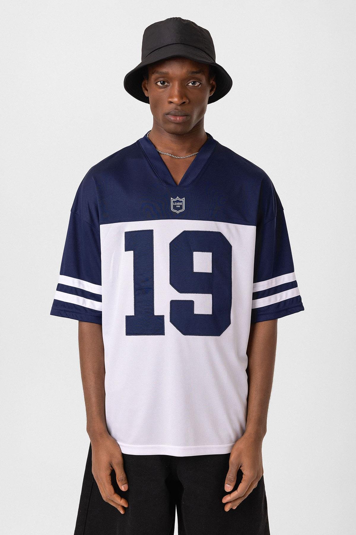 Baskılı Oversize Forma Tişört İndigo