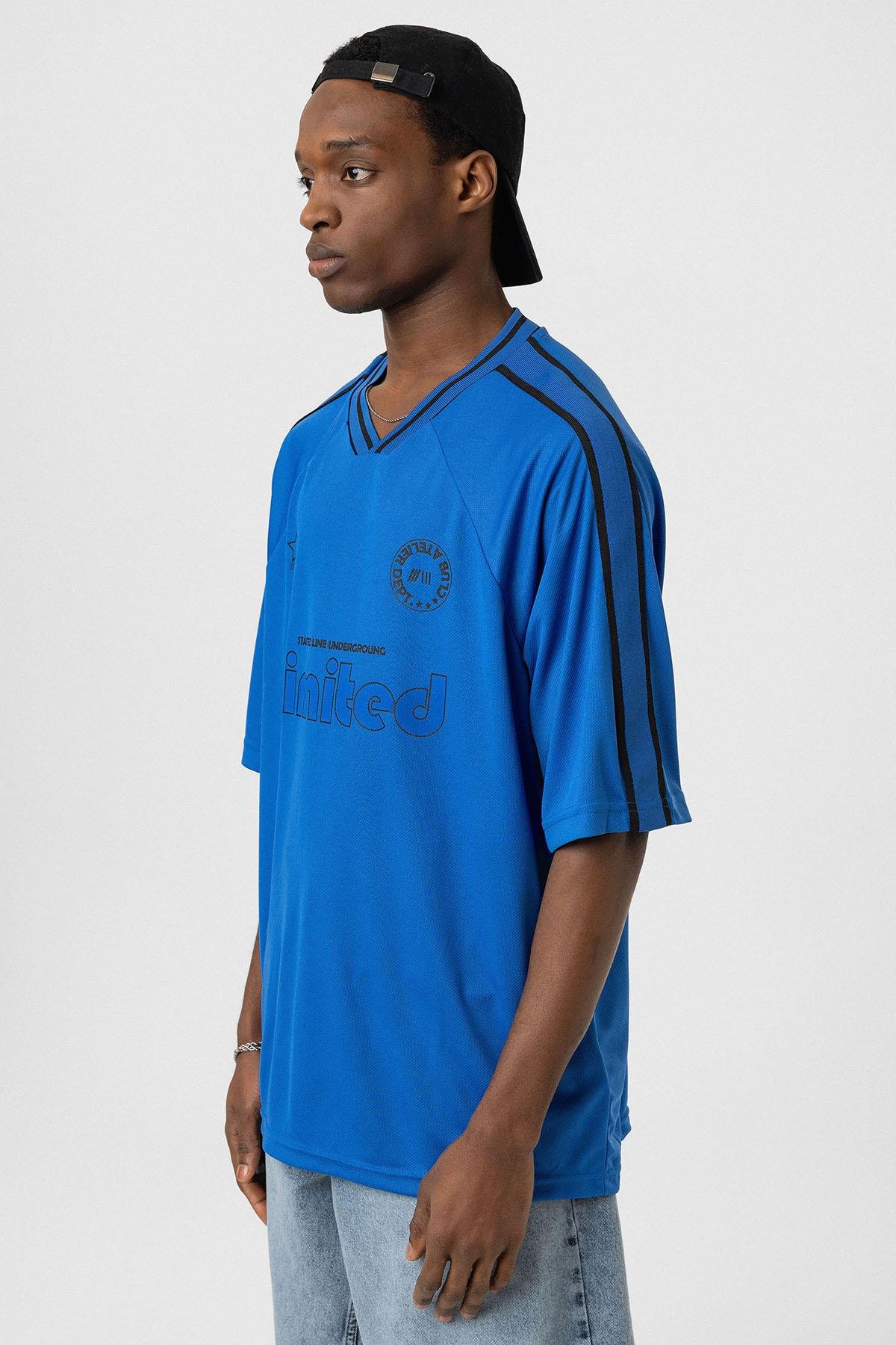 Baskılı Oversize Forma Tişört Saks