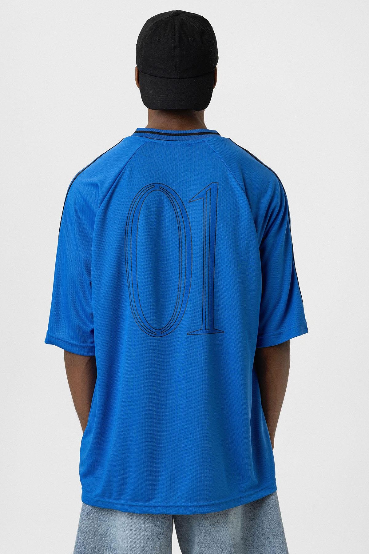 Baskılı Oversize Forma Tişört Saks