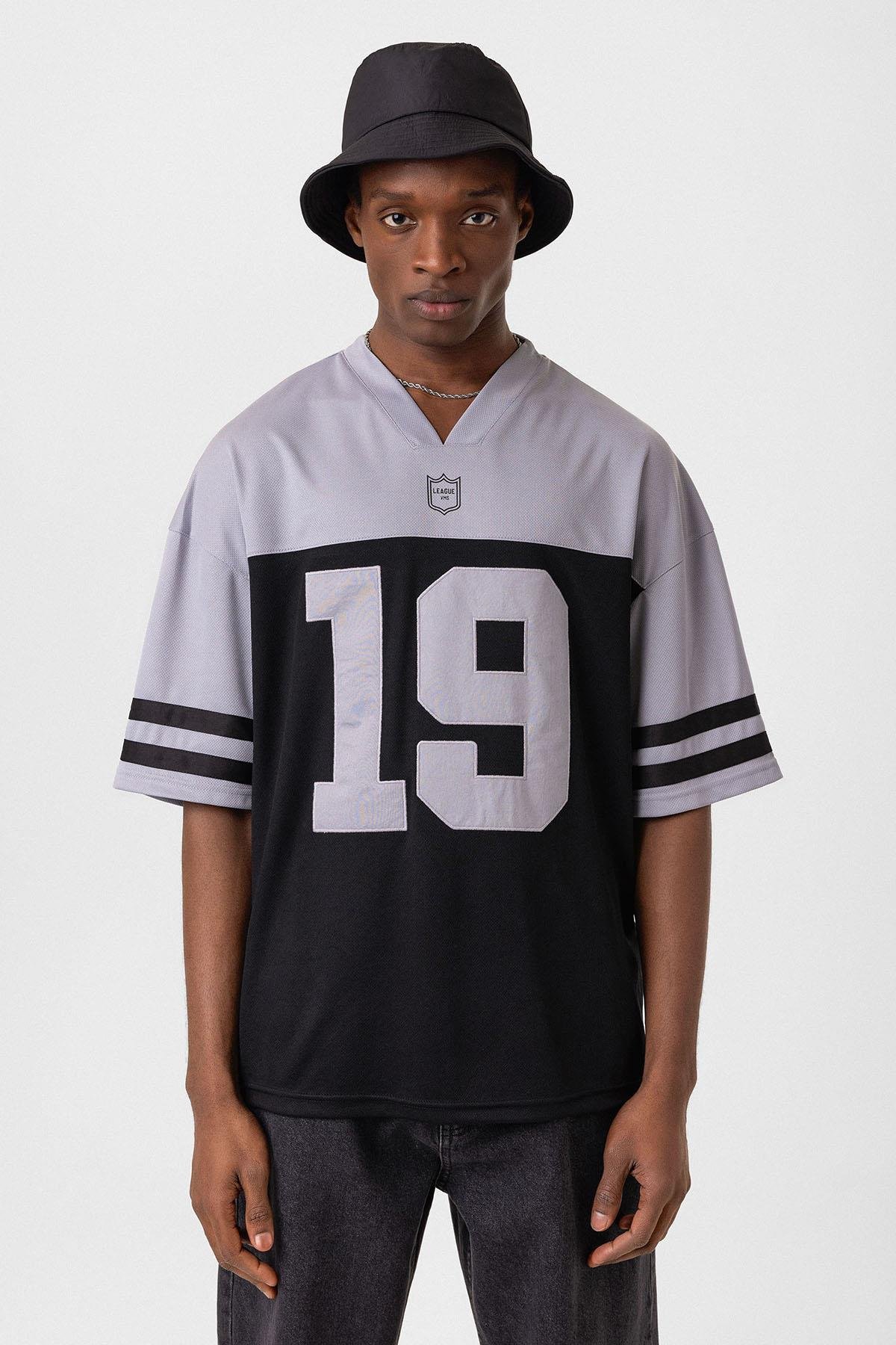 Baskılı Oversize Forma Tişört Siyah