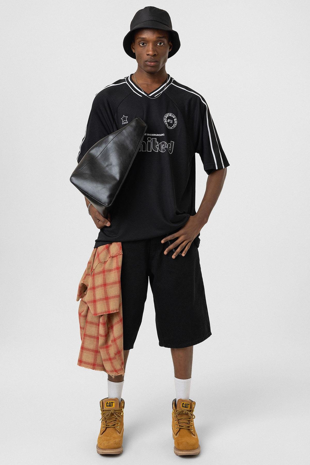 Baskılı Oversize Forma Tişört Siyah