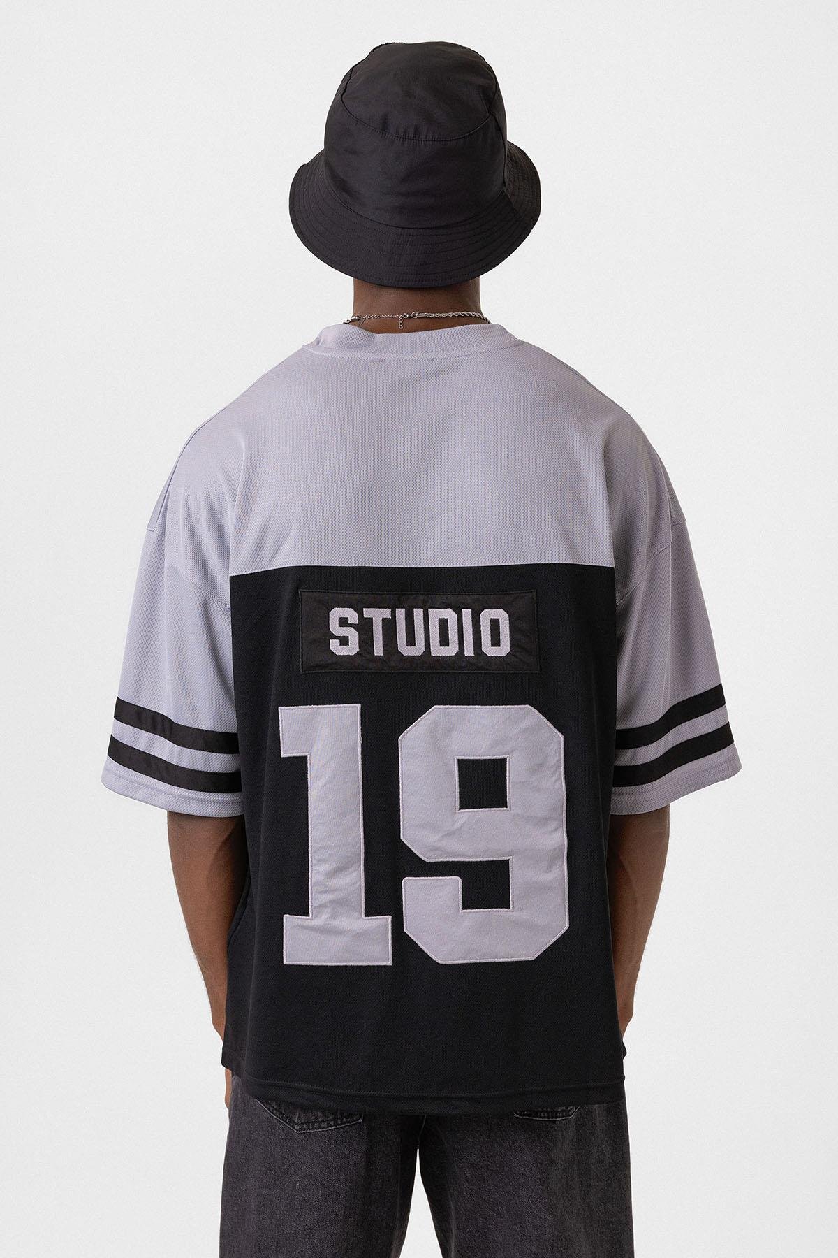 Baskılı Oversize Forma Tişört Siyah