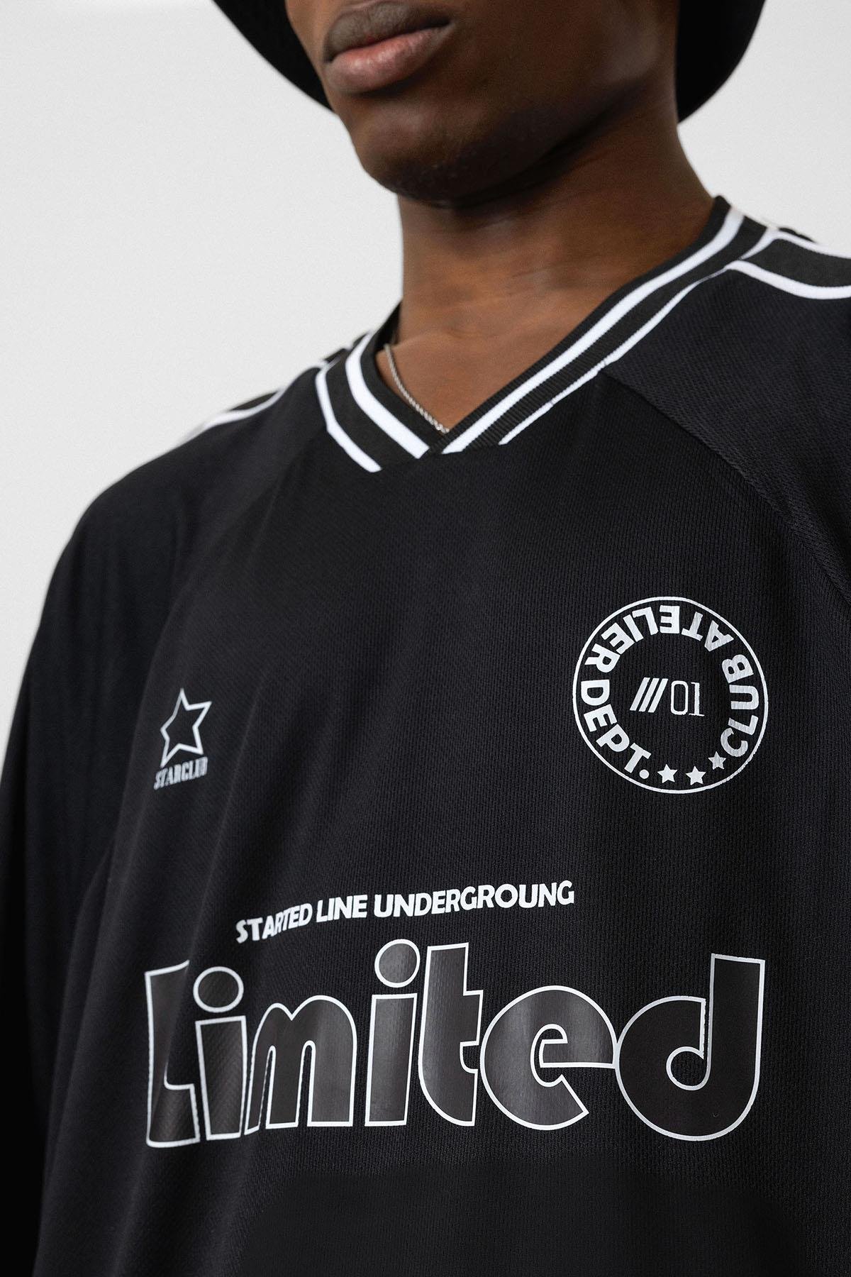 Baskılı Oversize Forma Tişört Siyah