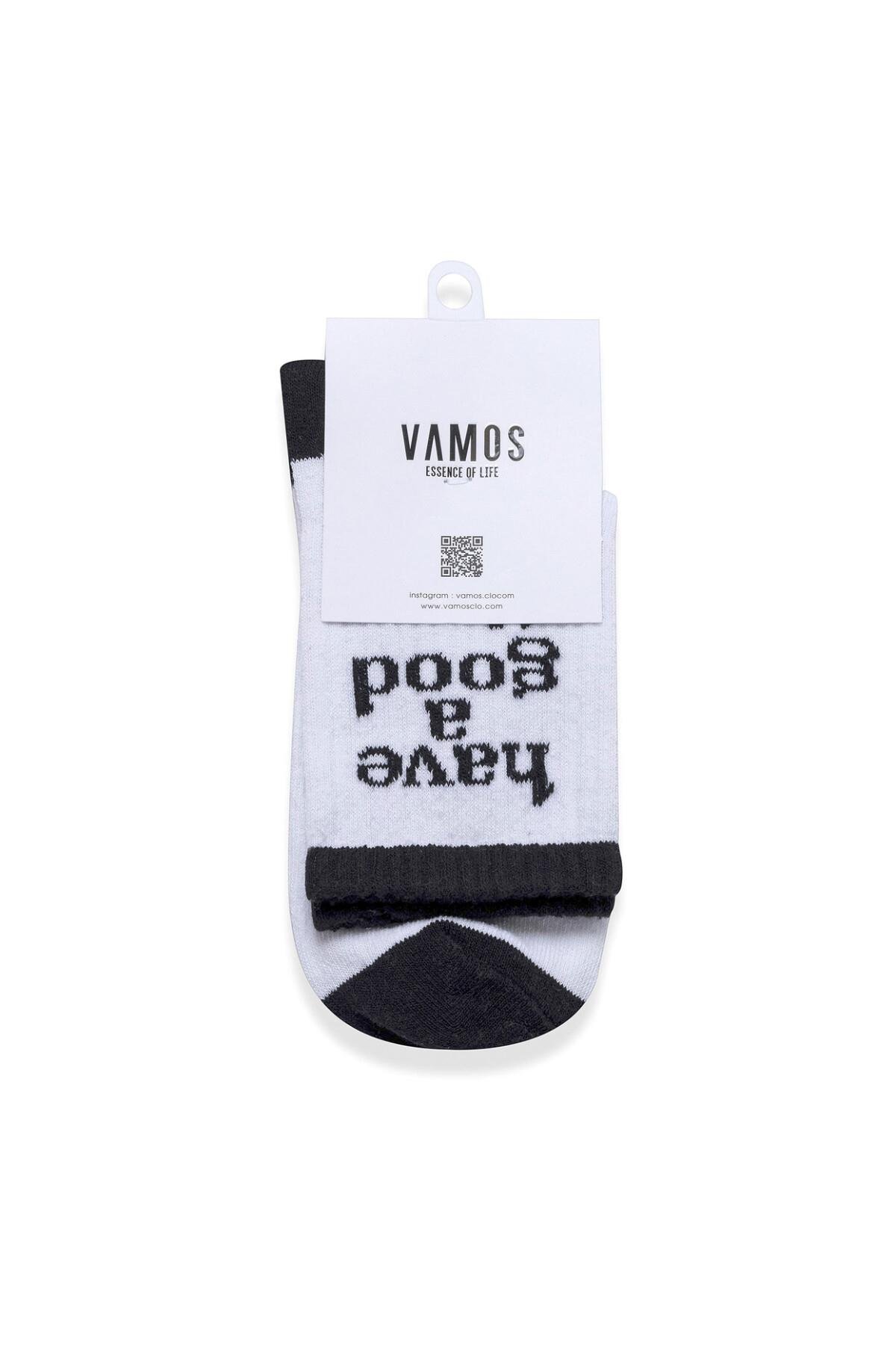 Baskılı Socket Çorap Beyaz