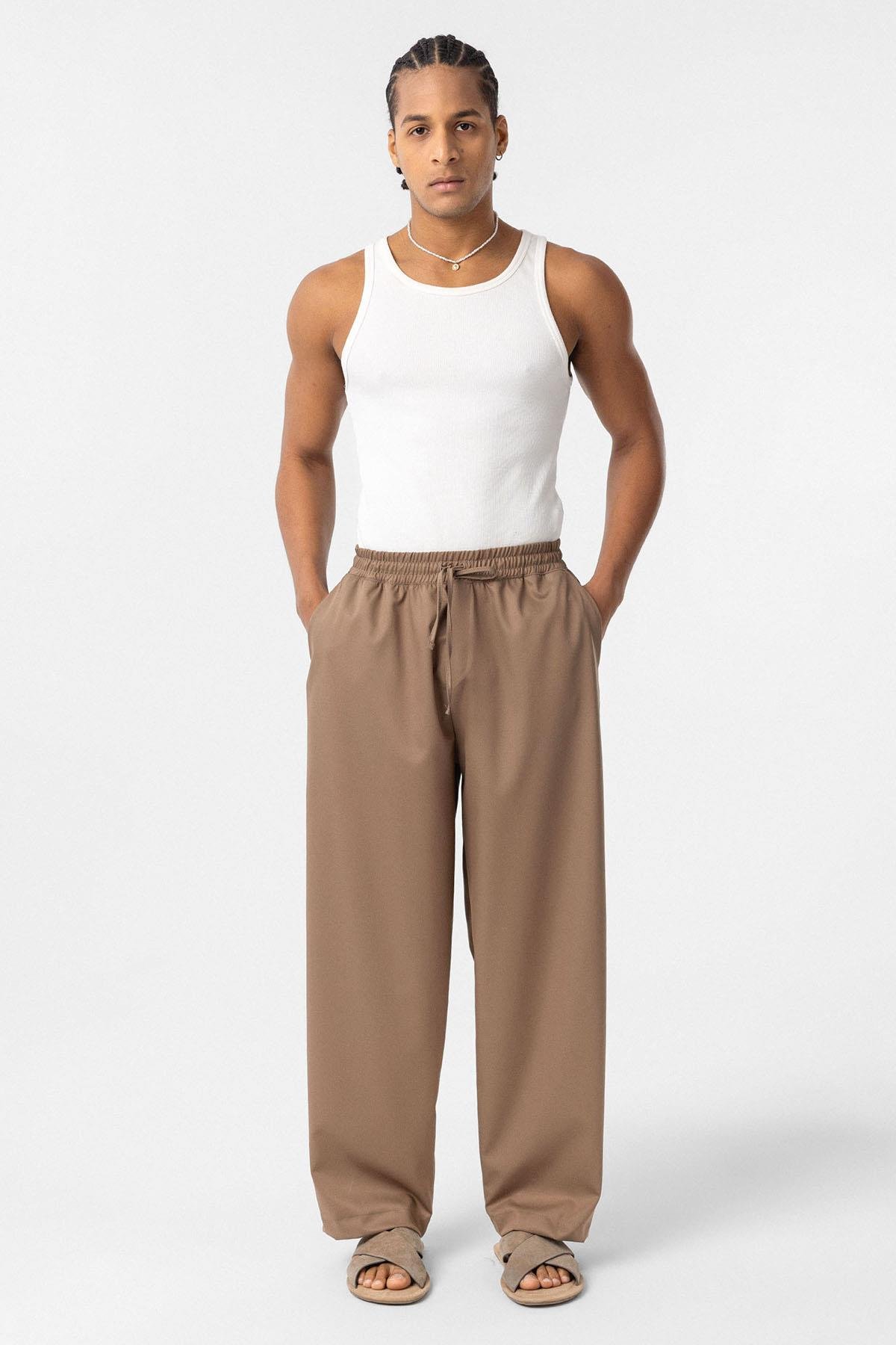 Bel Lastikli Baggy Pantolon Vizon