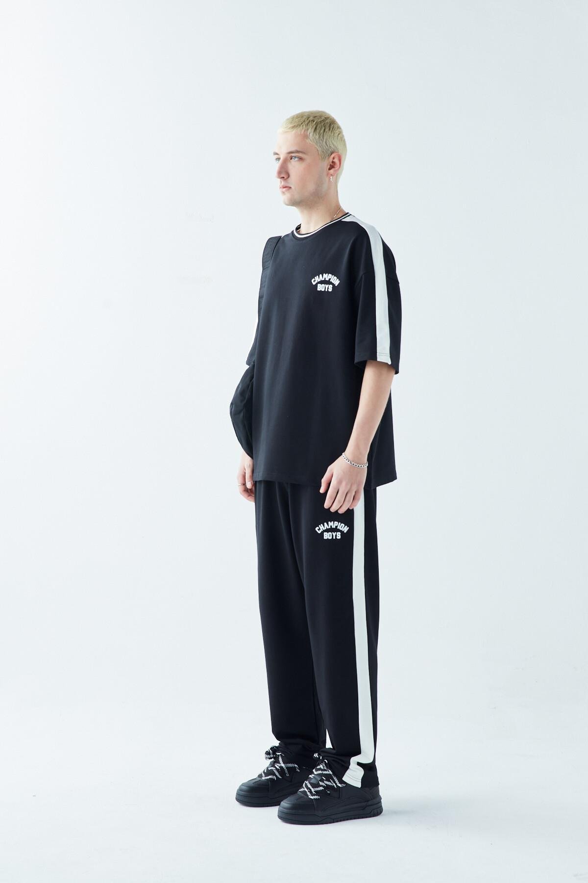 Champıon Boys Baskılı Oversize Eşofman Takım Siyah