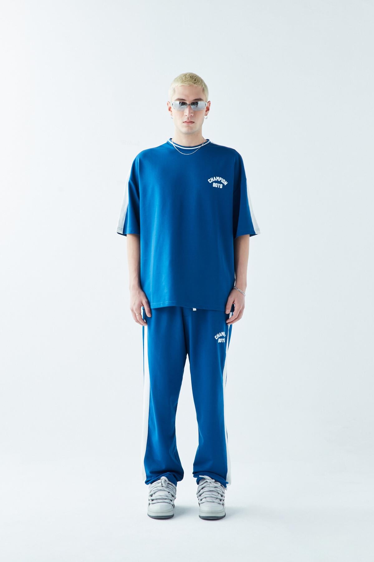 Champıon Boys Baskılı Oversize Eşofman Takım İndigo