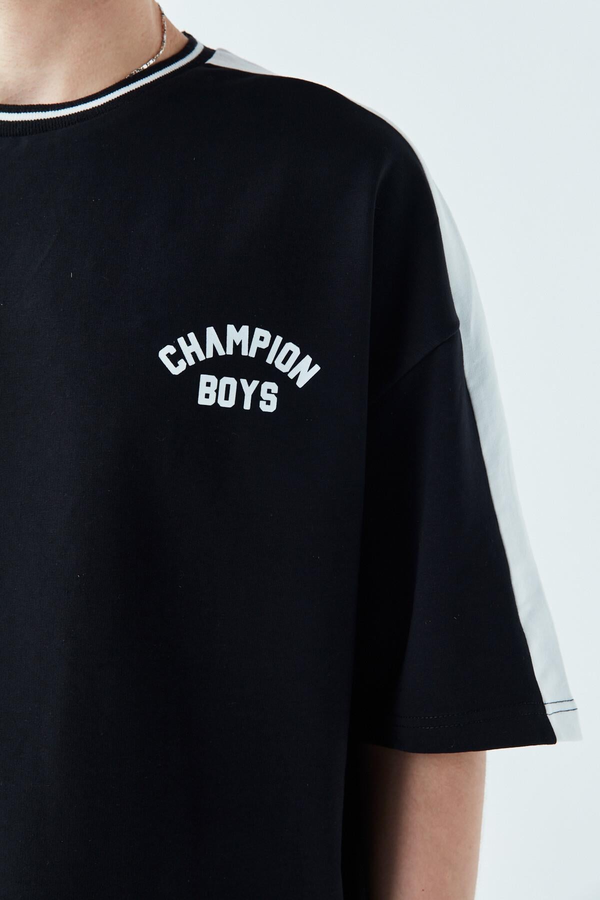 Champıon Boys Baskılı Oversize Eşofman Takım Siyah