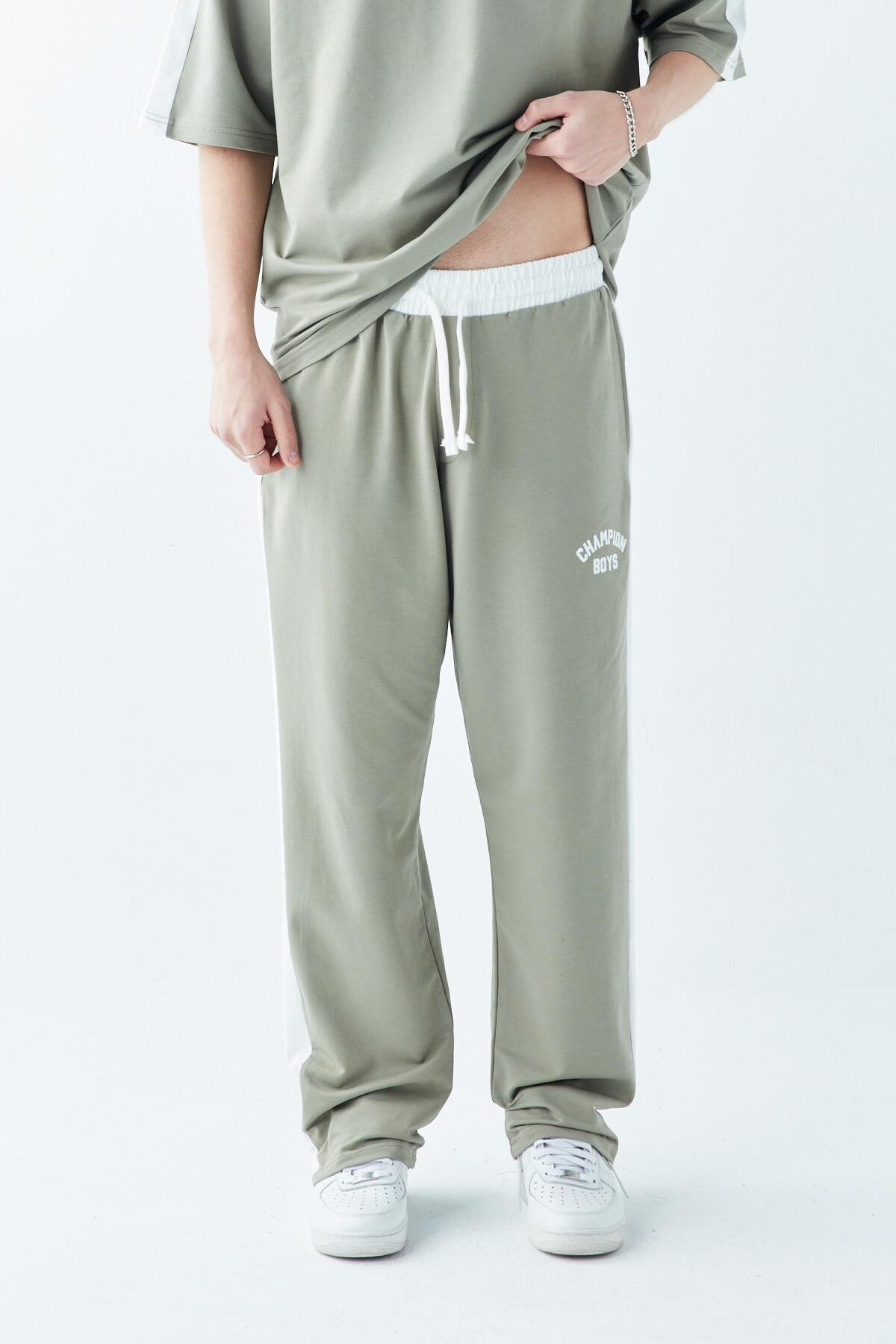 Champıon Boys Baskılı Oversize Eşofman Takım Haki