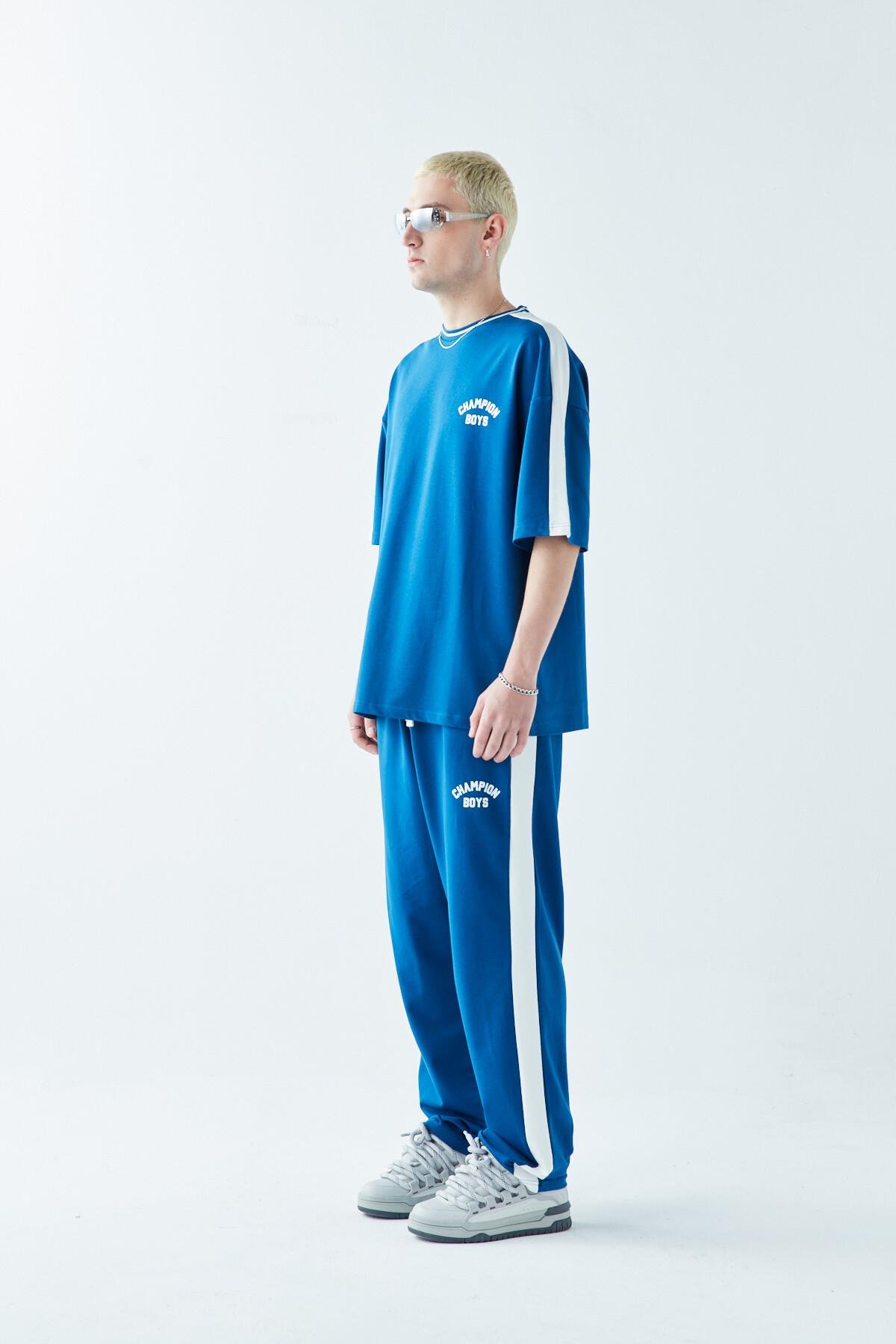 Champıon Boys Baskılı Oversize Eşofman Takım İndigo
