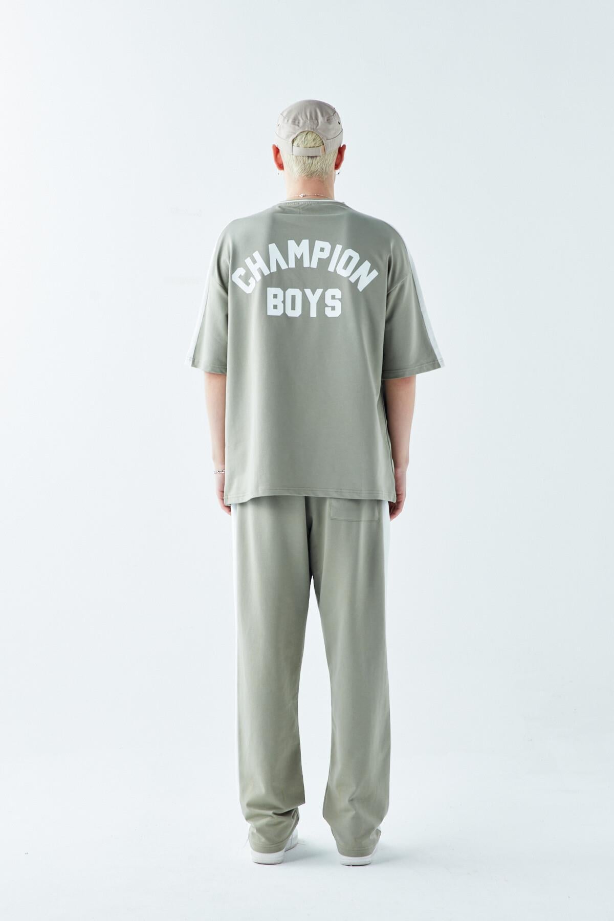 Champıon Boys Baskılı Oversize Eşofman Takım Haki