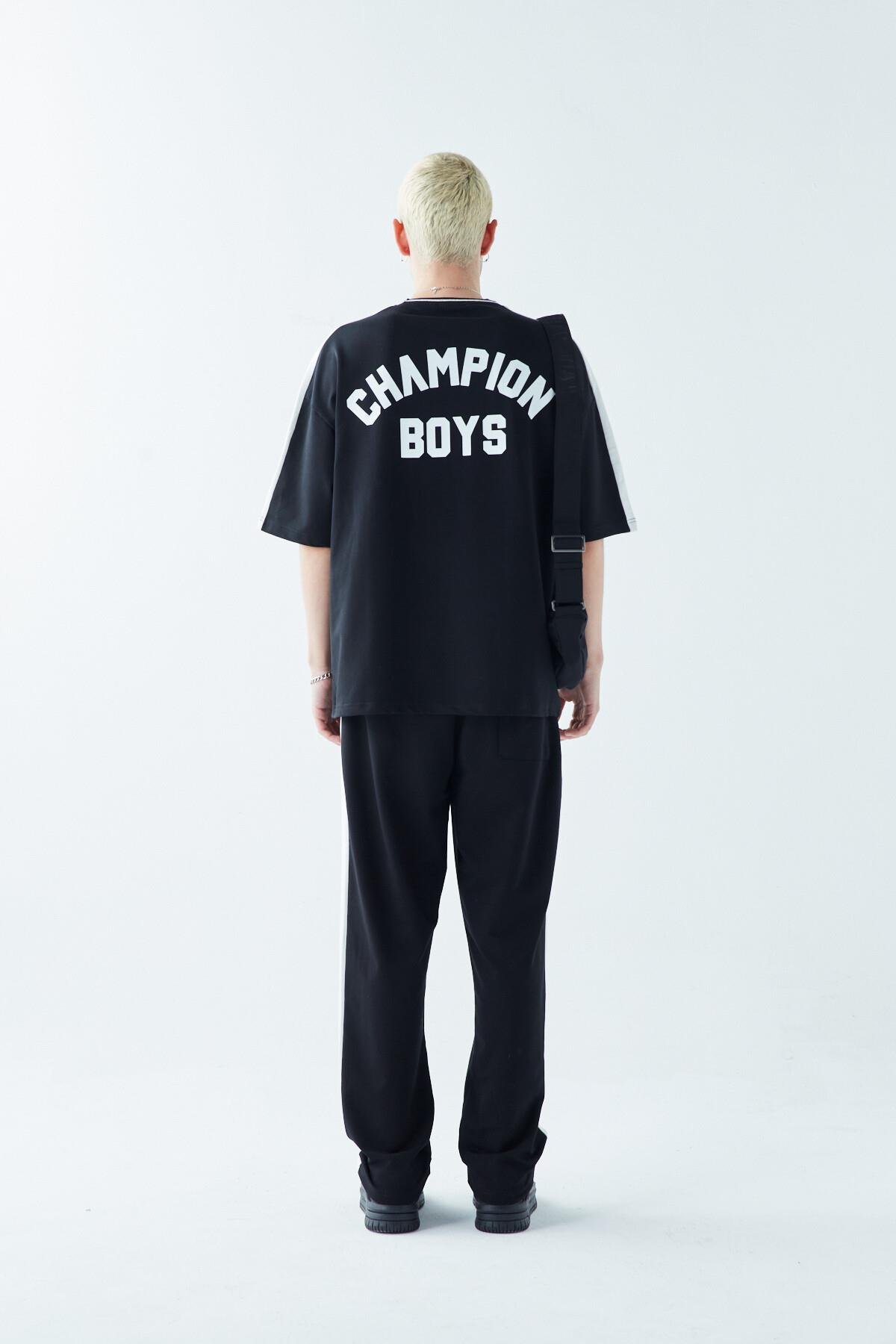 Champıon Boys Baskılı Oversize Eşofman Takım Siyah