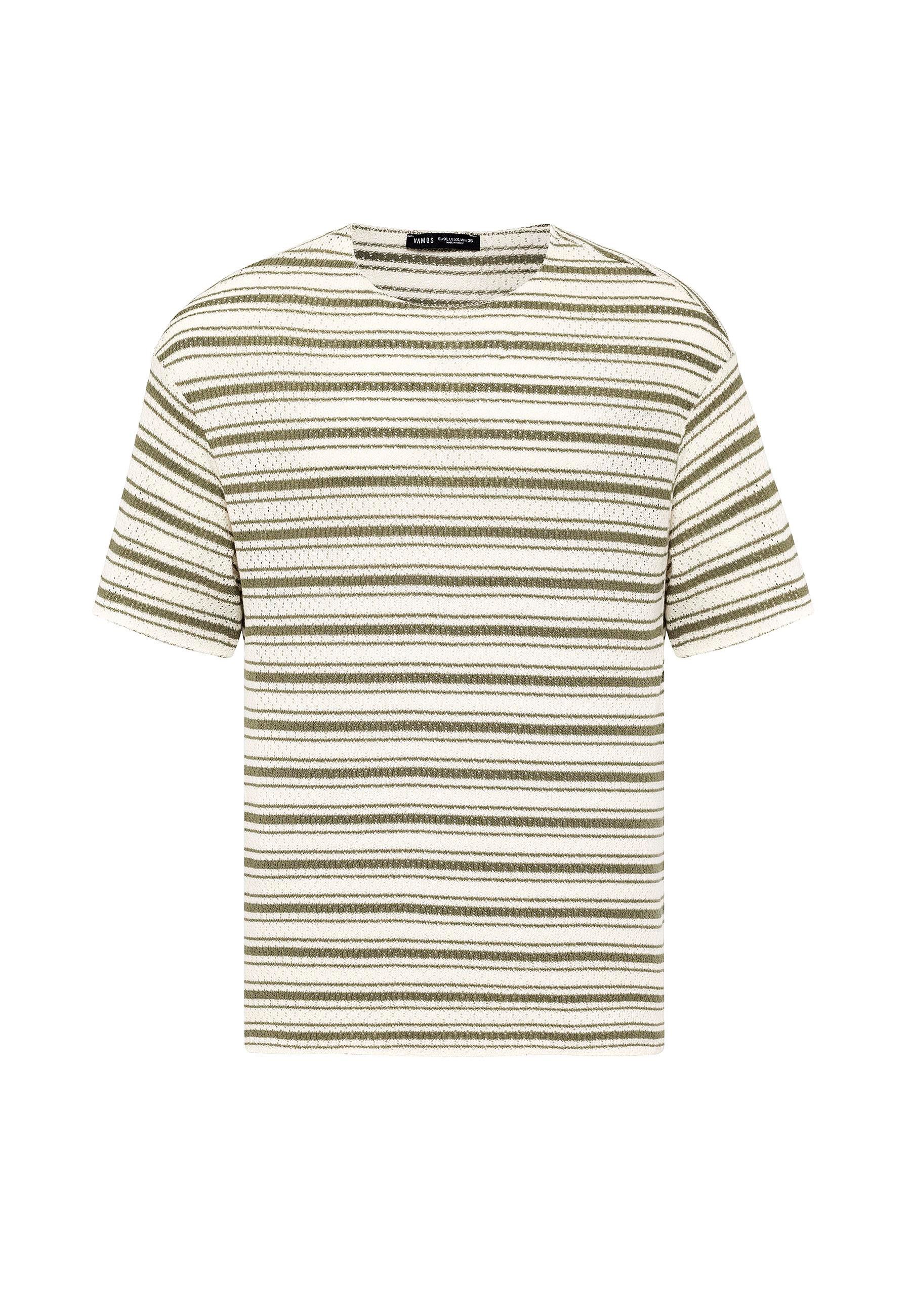 Çizgili Oversize Triko Tişört Haki