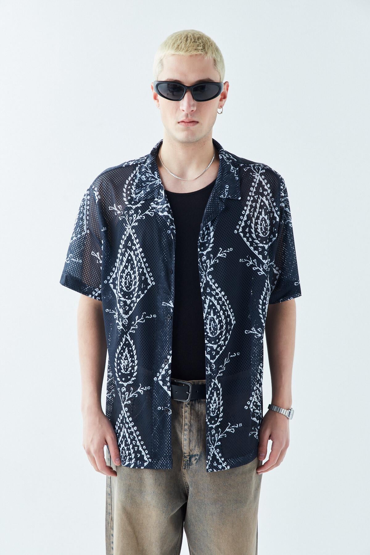 Desenli Fitilli Oversize Gömlek Desen-11