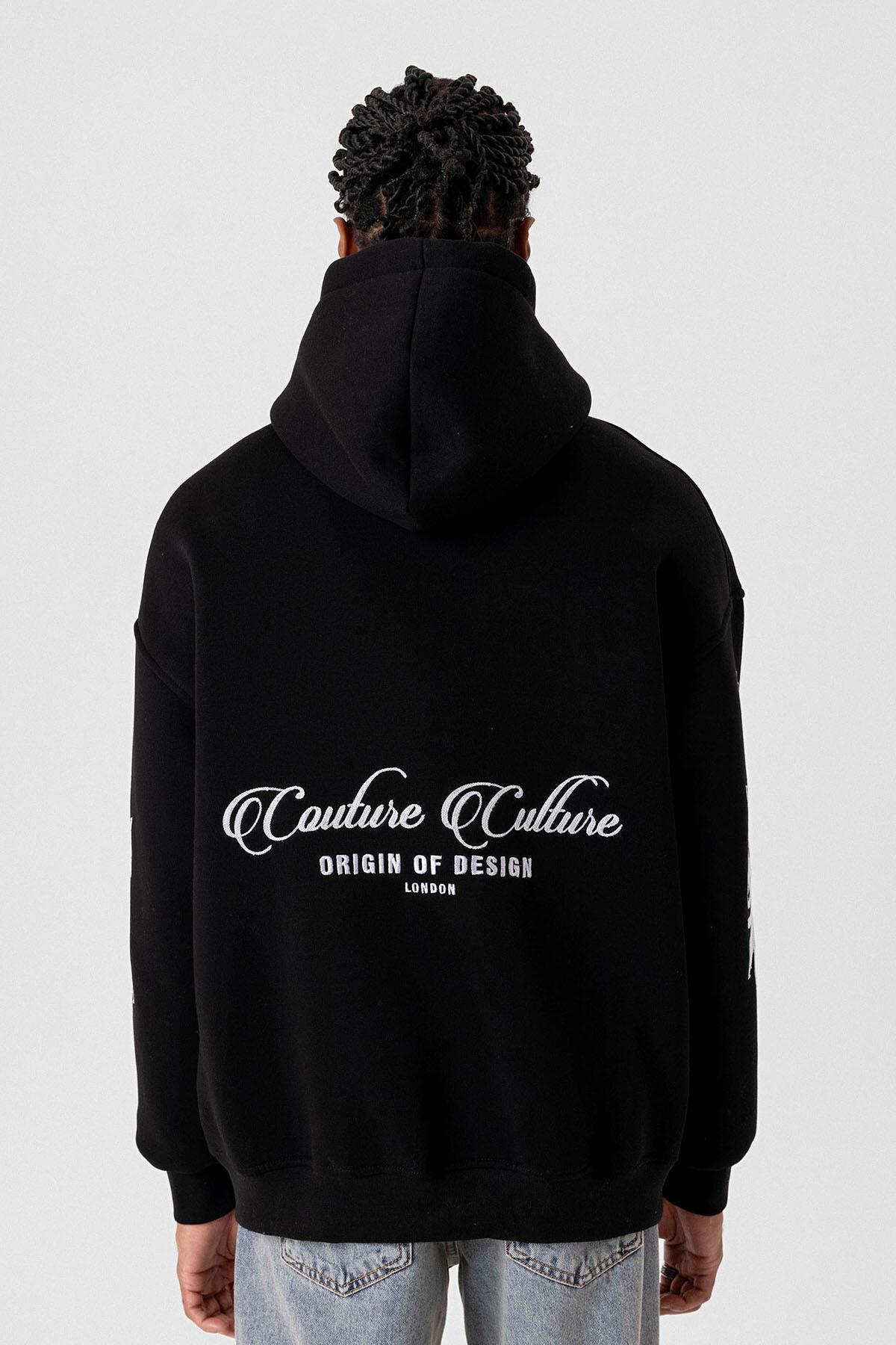 Desenli Oversize Sweatshirt Siyah