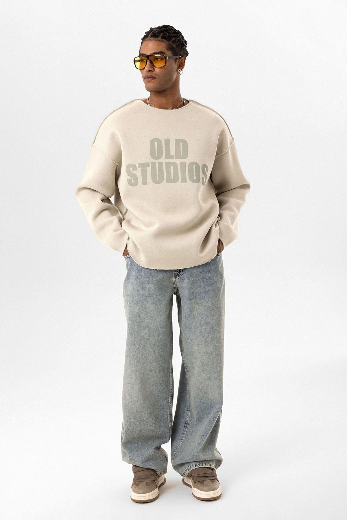 Dikiş Detaylı Overıze Sweatshirt Buz Grisi