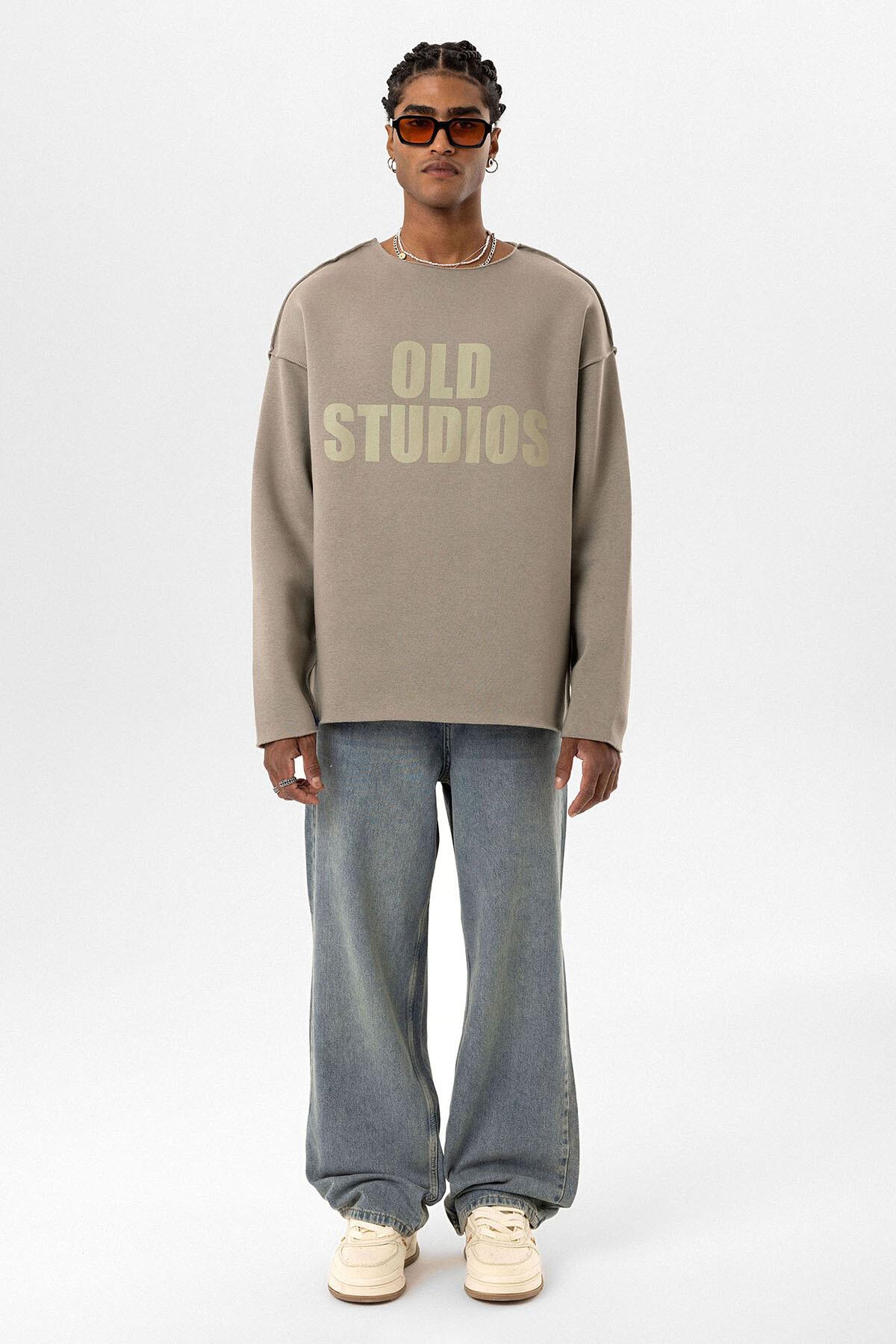 Dikiş Detaylı Overıze Sweatshirt Haki